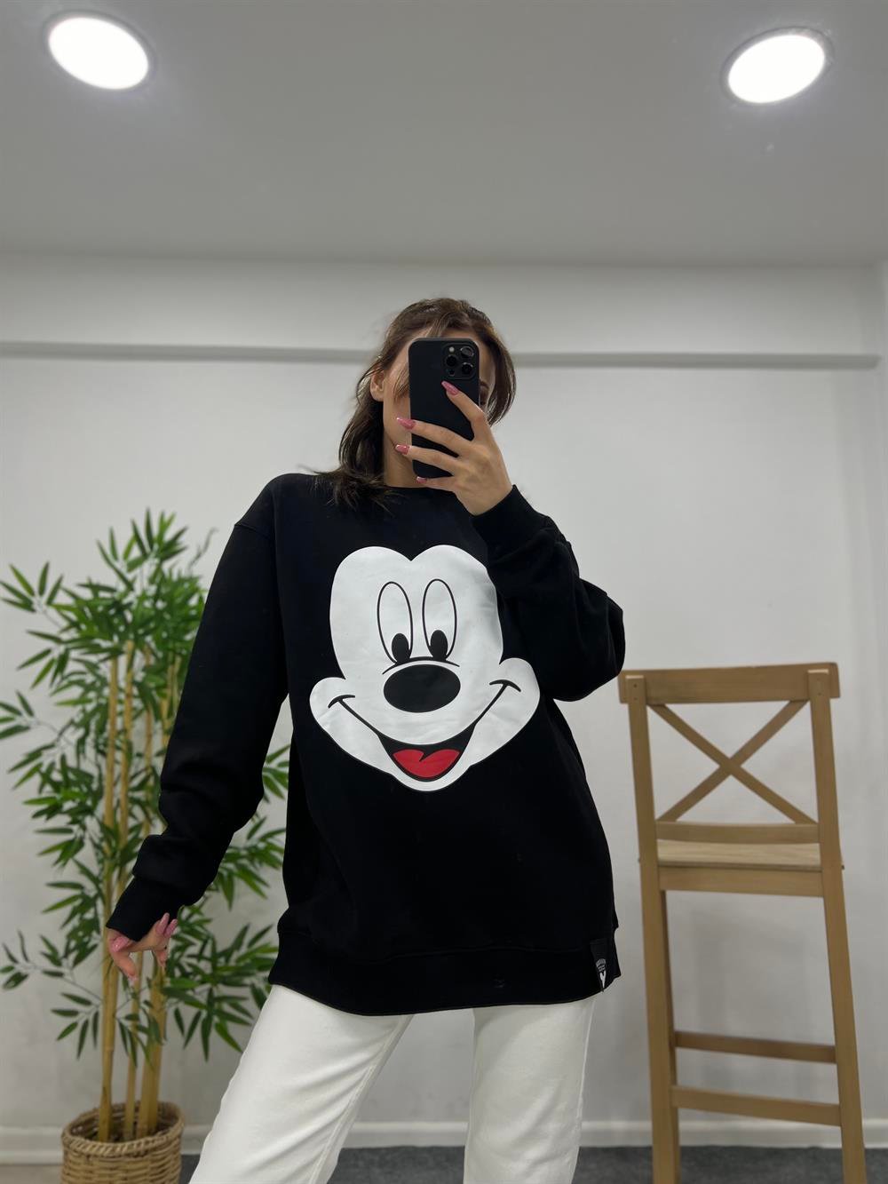 MİKİ MOUSE SİYAH ŞARDONLU SWEAT