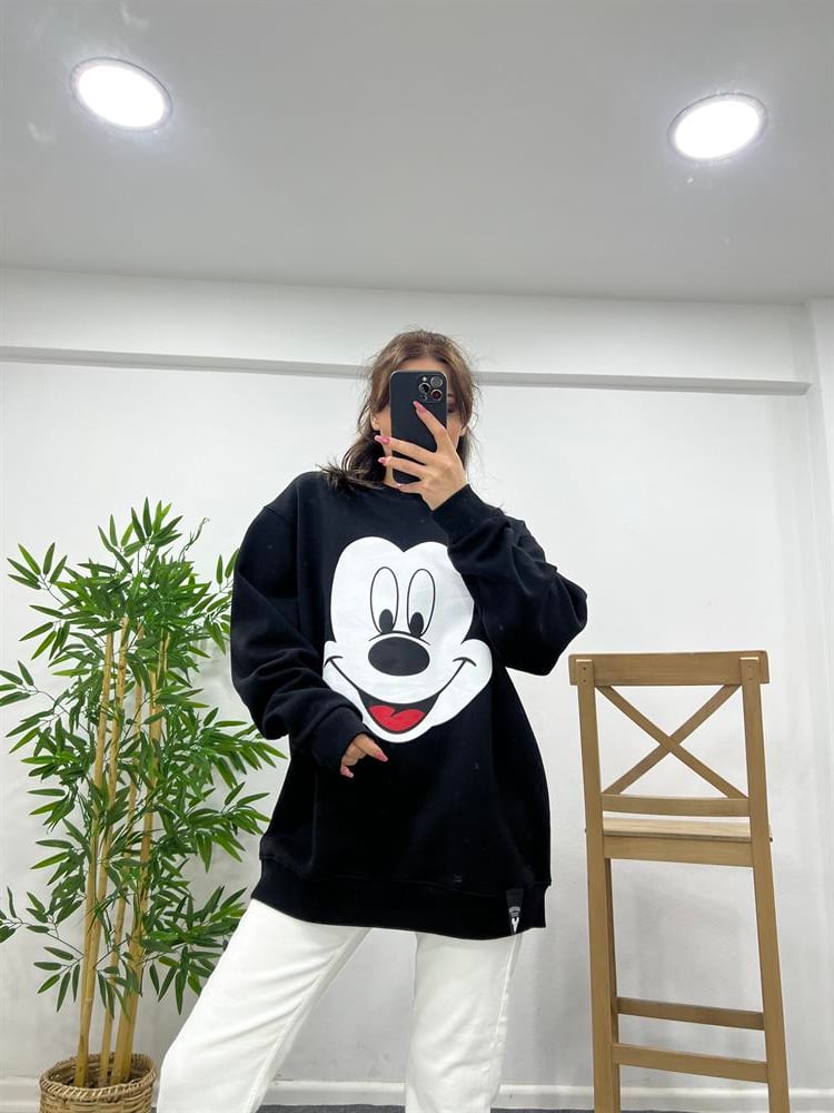 MİKİ MOUSE SİYAH ŞARDONLU SWEAT