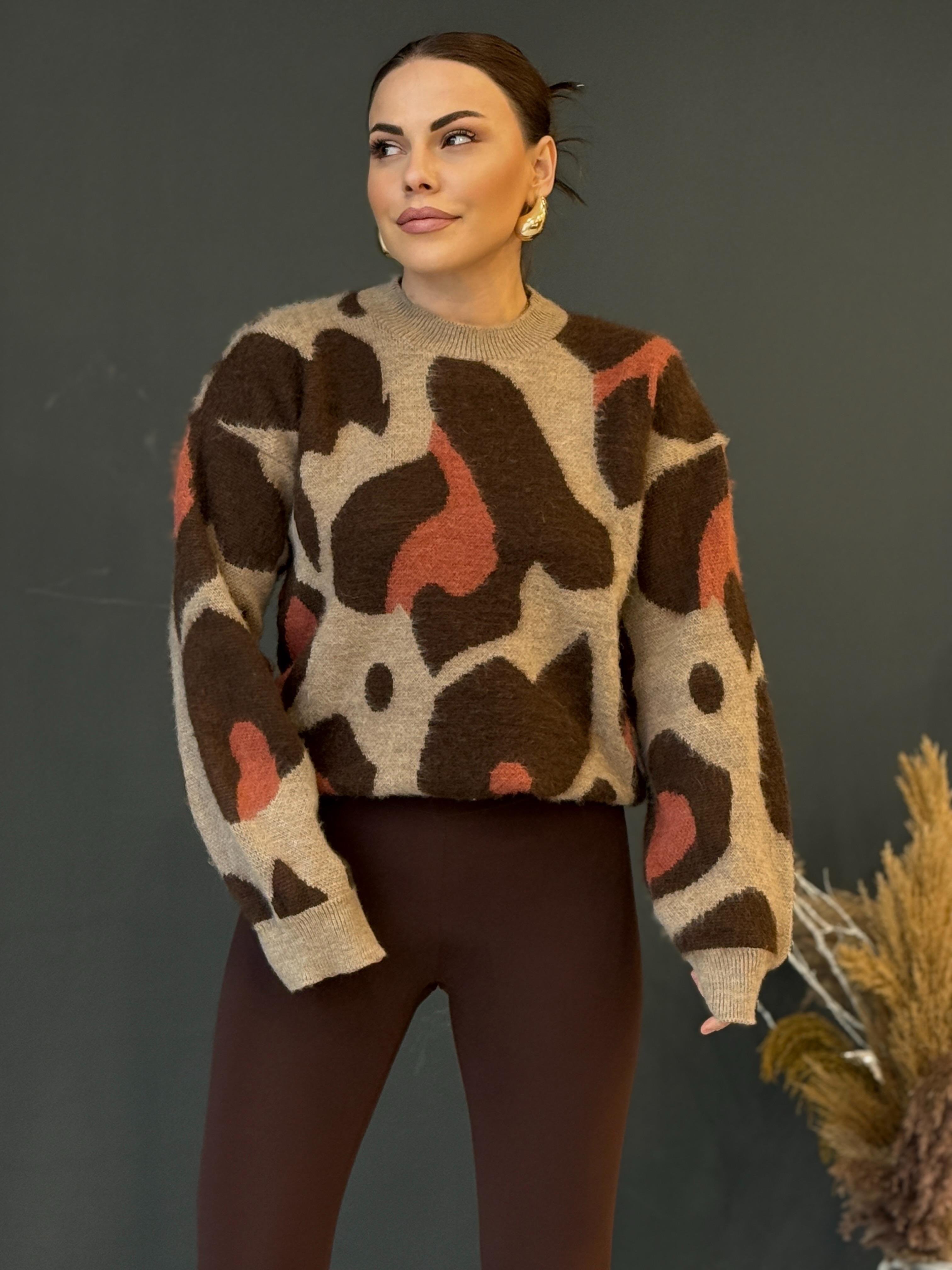 MİLKA DESEN YÜN KAZAK CAMEL