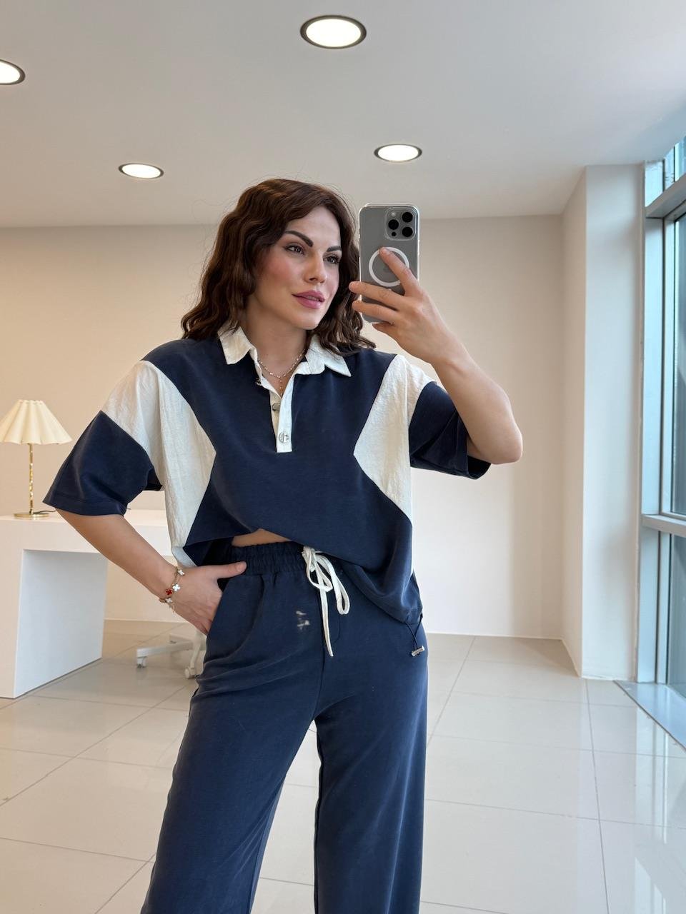 MODAL KUMAŞ İKİLİ TASARIM TAKIM LACİVERT