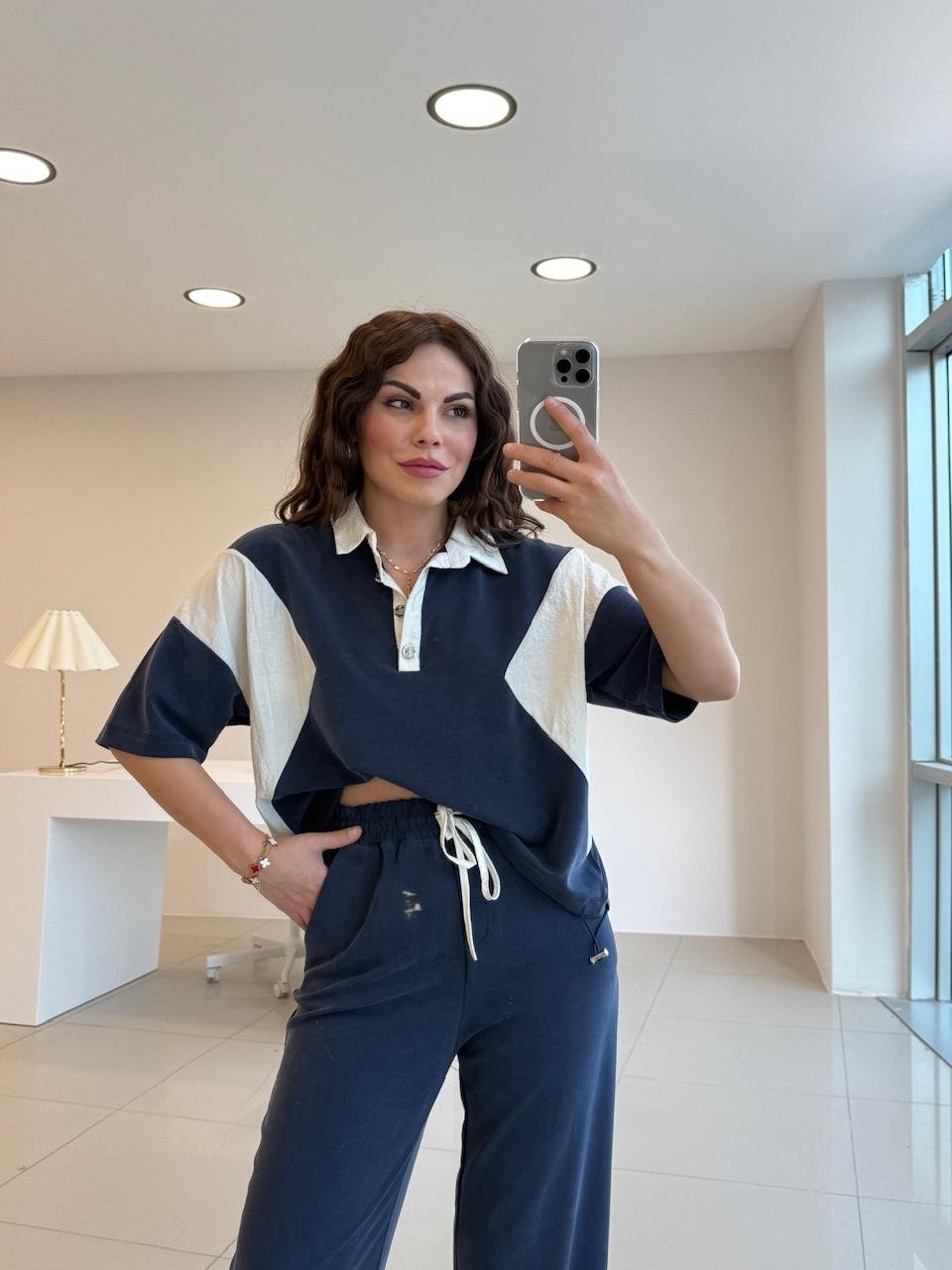 MODAL KUMAŞ İKİLİ TASARIM TAKIM LACİVERT