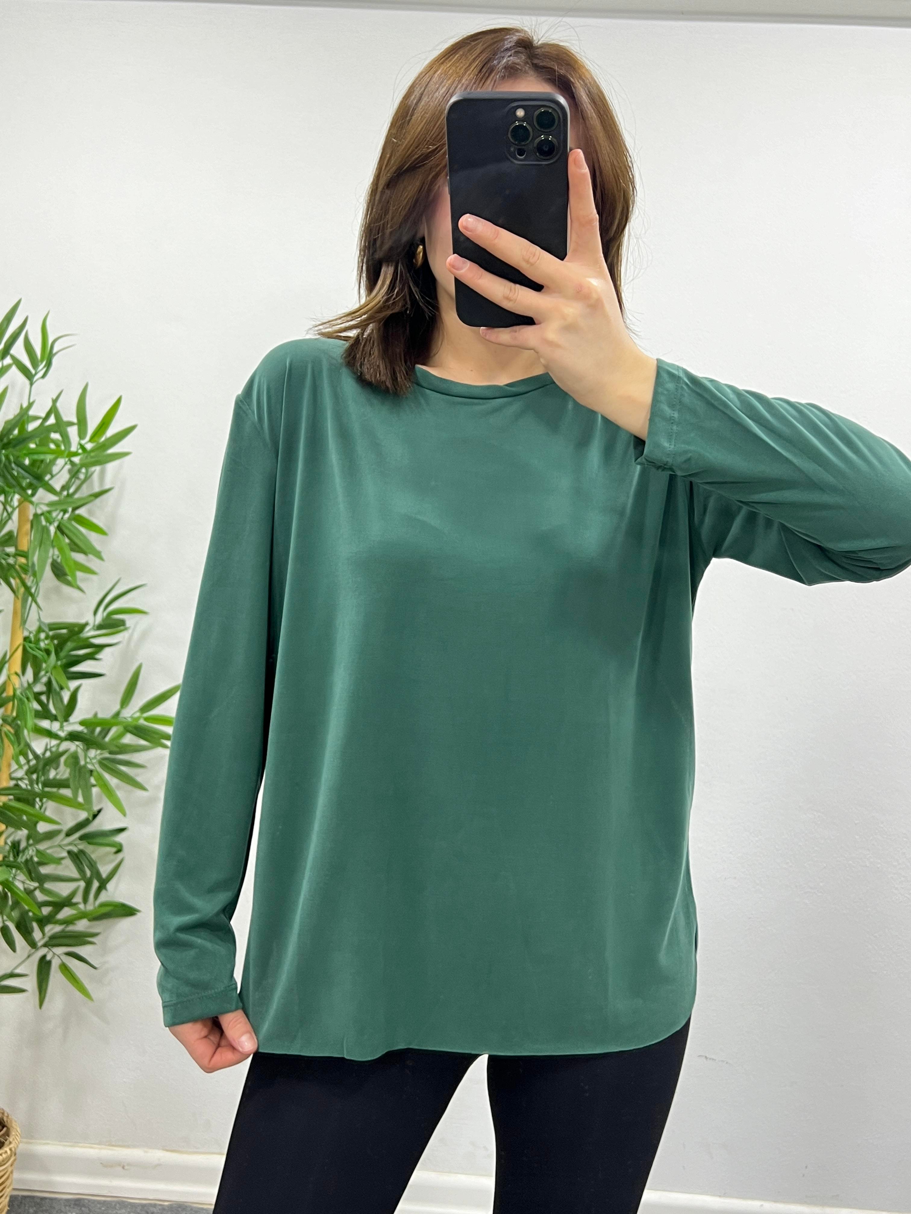 MODAL KUMAŞ O.MARKA UZUN KOLU BASİC PETROL YEŞİLİ