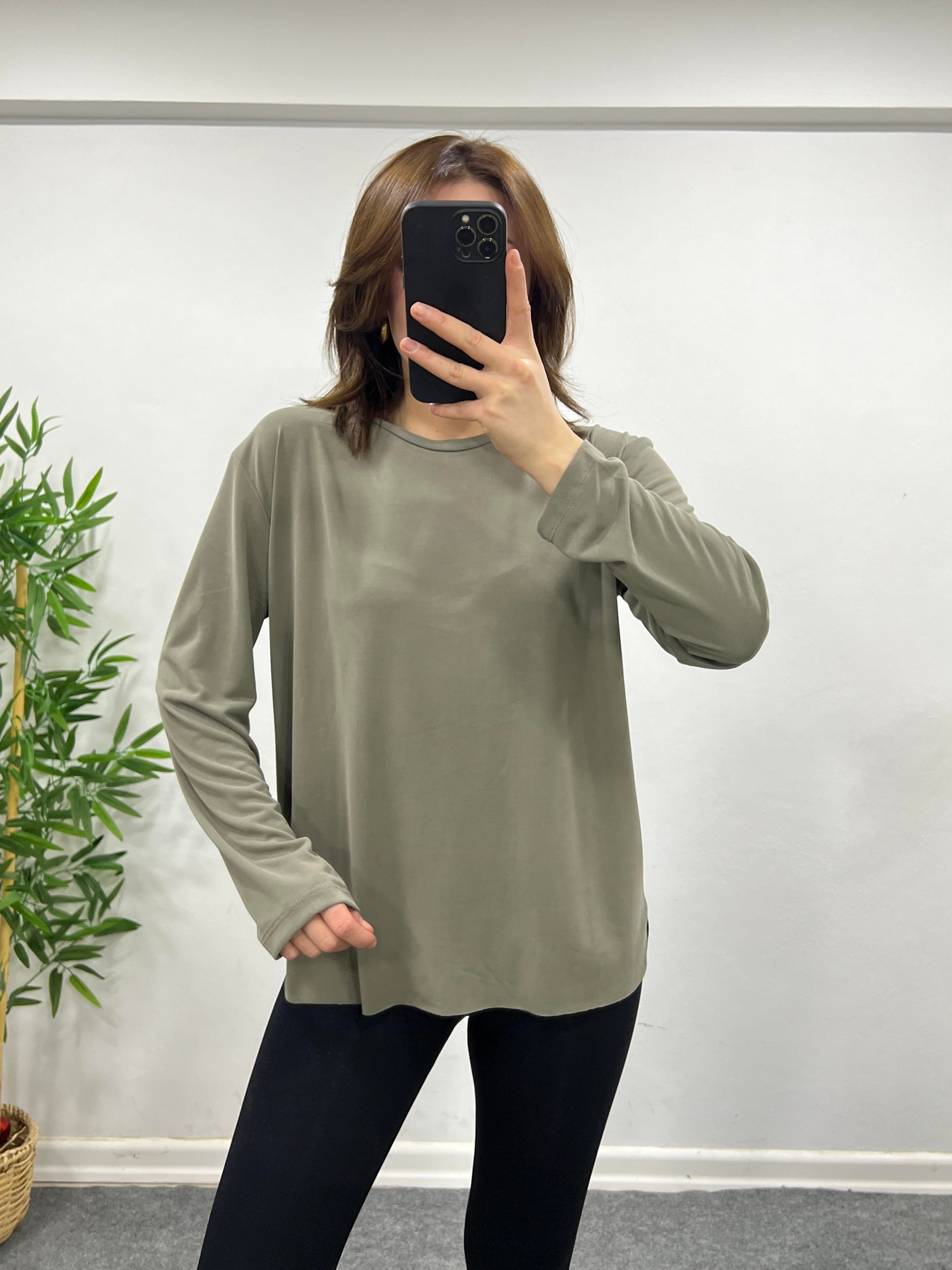 MODAL KUMAŞ O.MARKA UZUN KOLU BASİC HAKİ YEŞİLİ