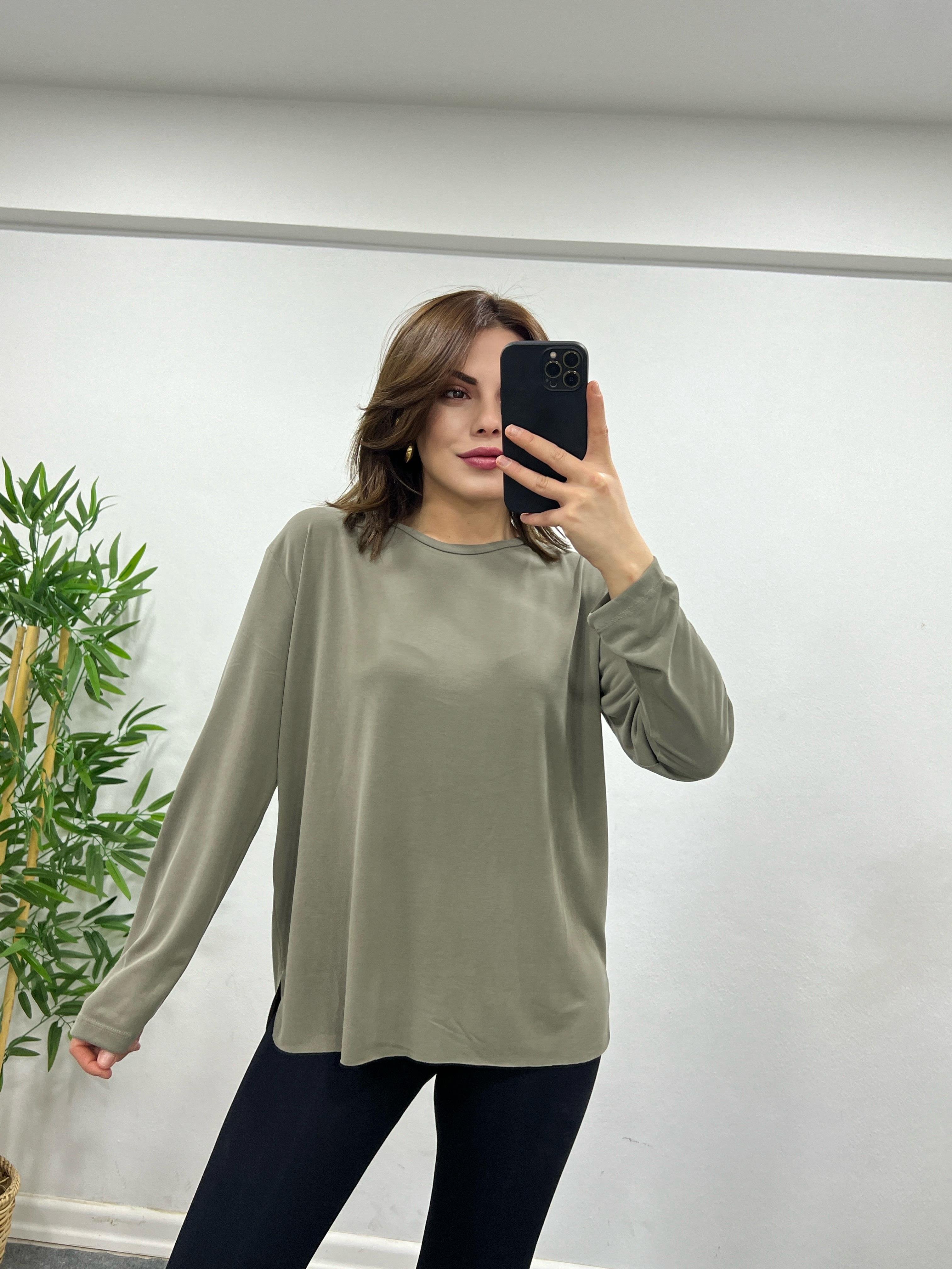 MODAL KUMAŞ O.MARKA UZUN KOLU BASİC HAKİ YEŞİLİ