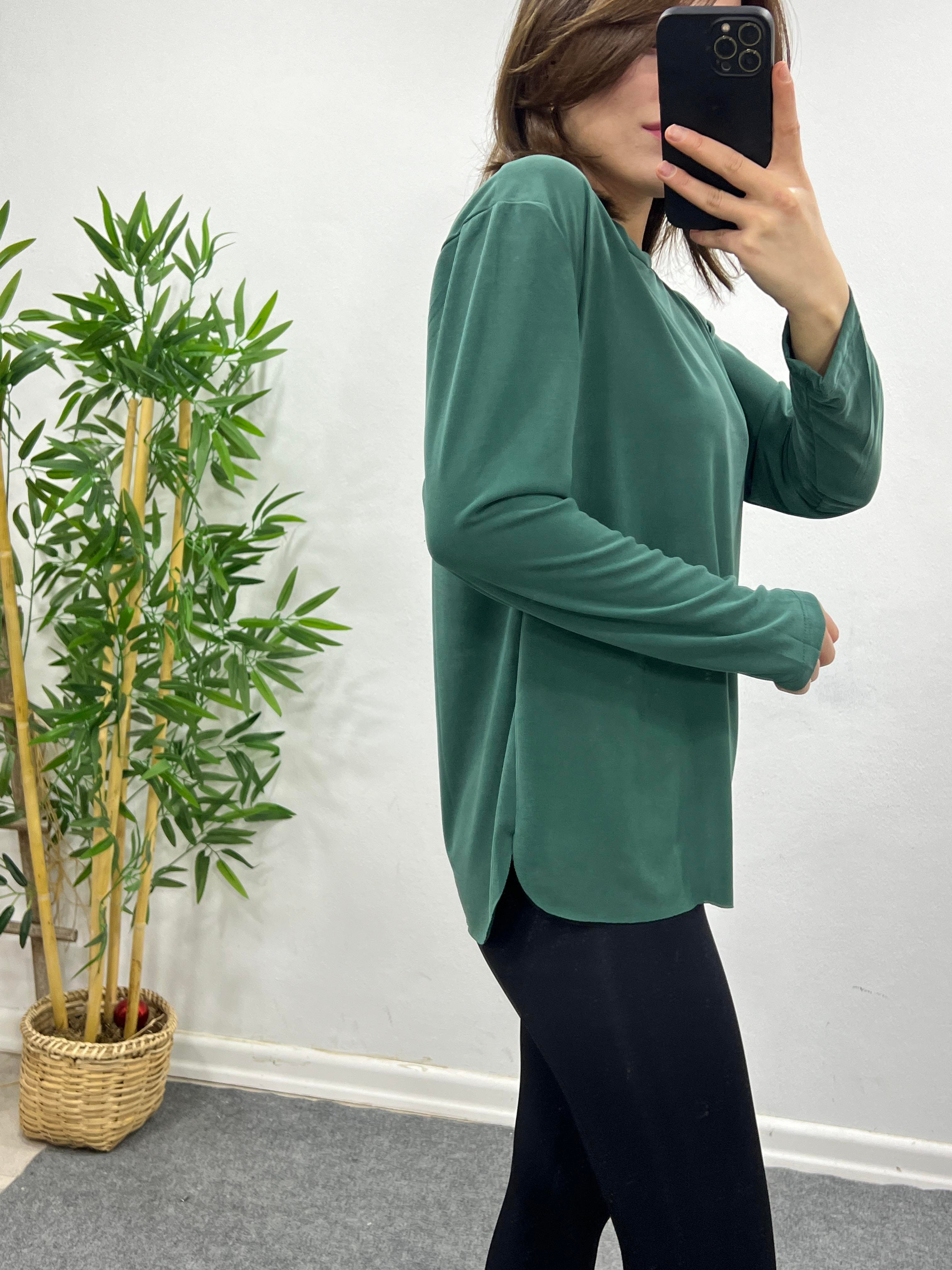 MODAL KUMAŞ O.MARKA UZUN KOLU BASİC PETROL YEŞİLİ