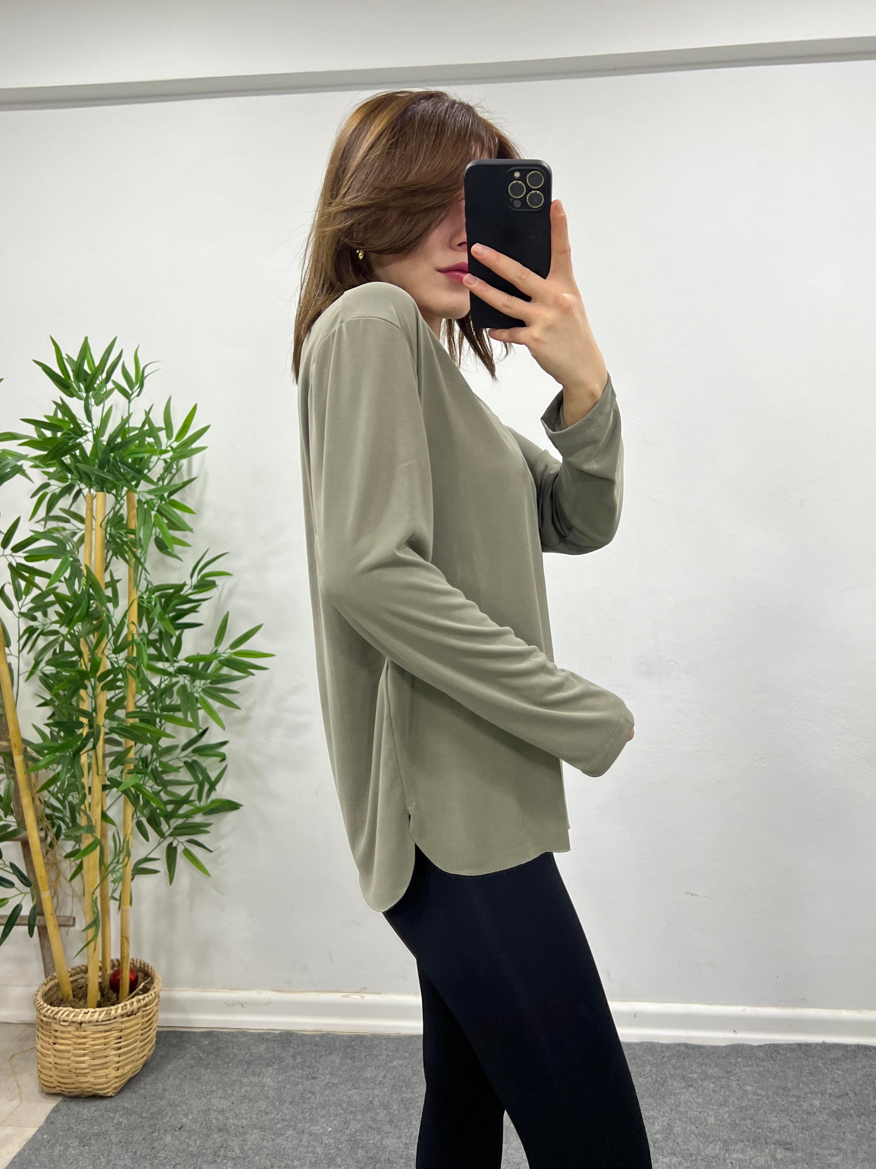 MODAL KUMAŞ O.MARKA UZUN KOLU BASİC HAKİ YEŞİLİ