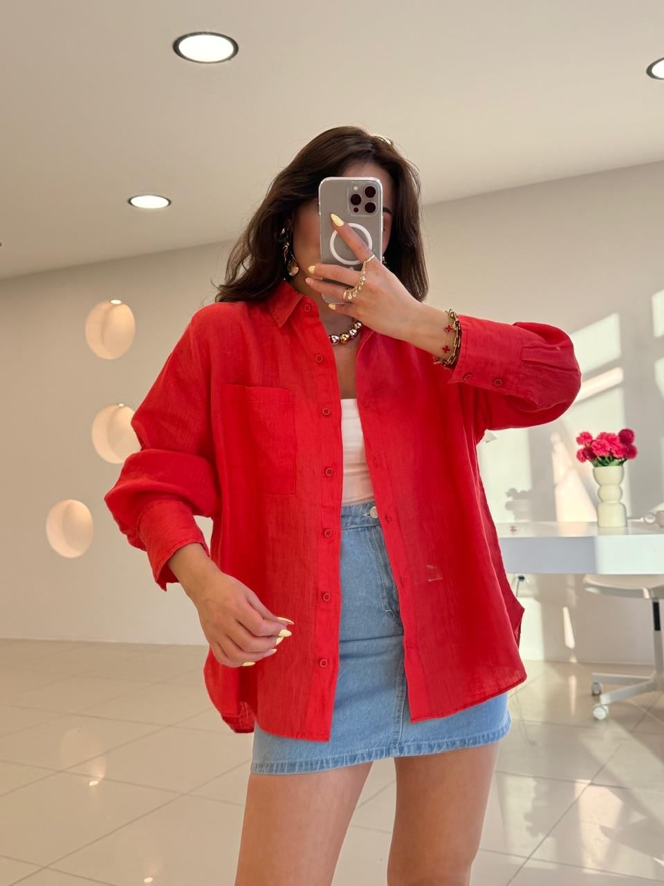 NAR Ç,ÇEĞİ %100 KETEN GÖMLEK