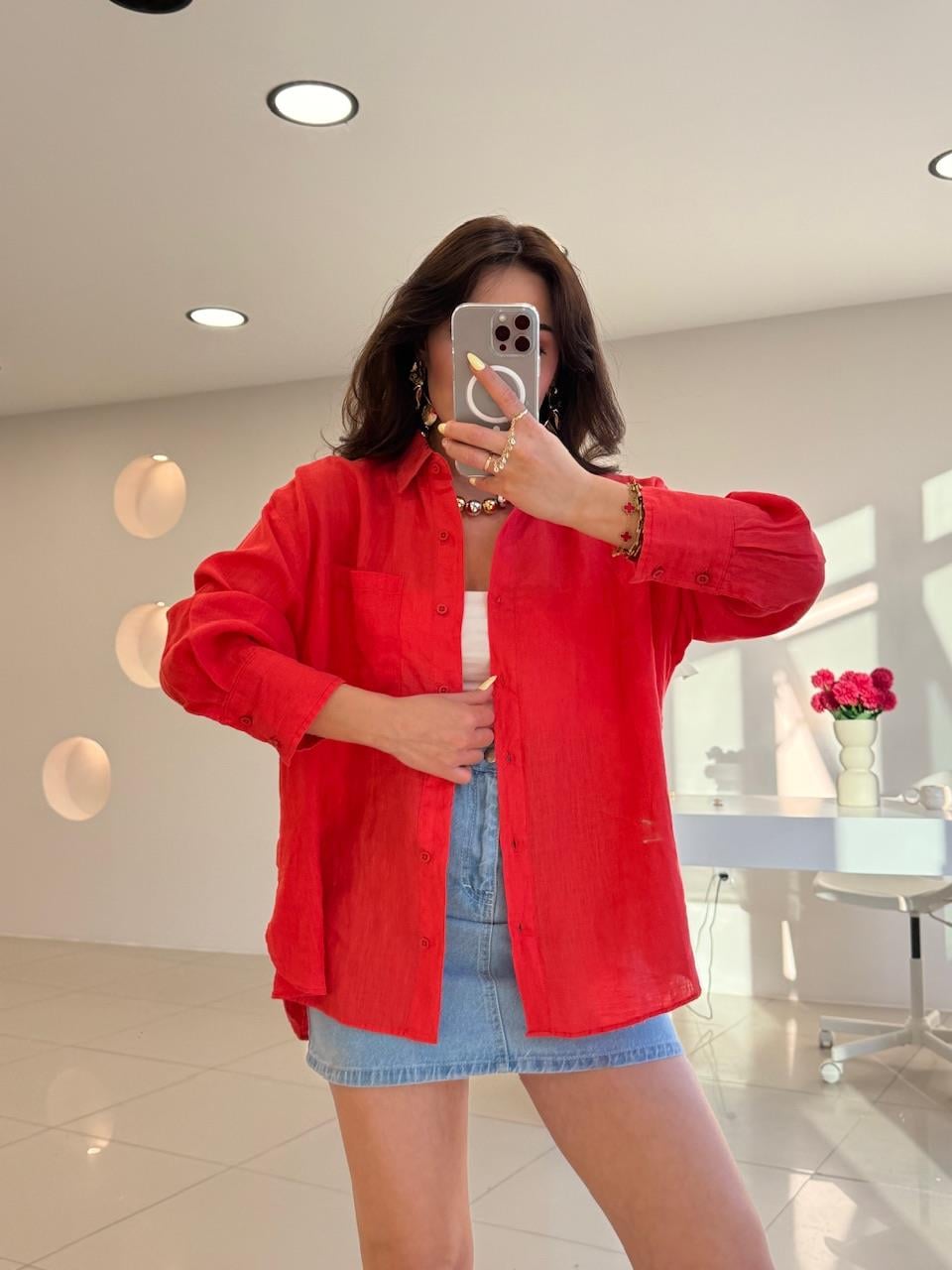 NAR Ç,ÇEĞİ %100 KETEN GÖMLEK