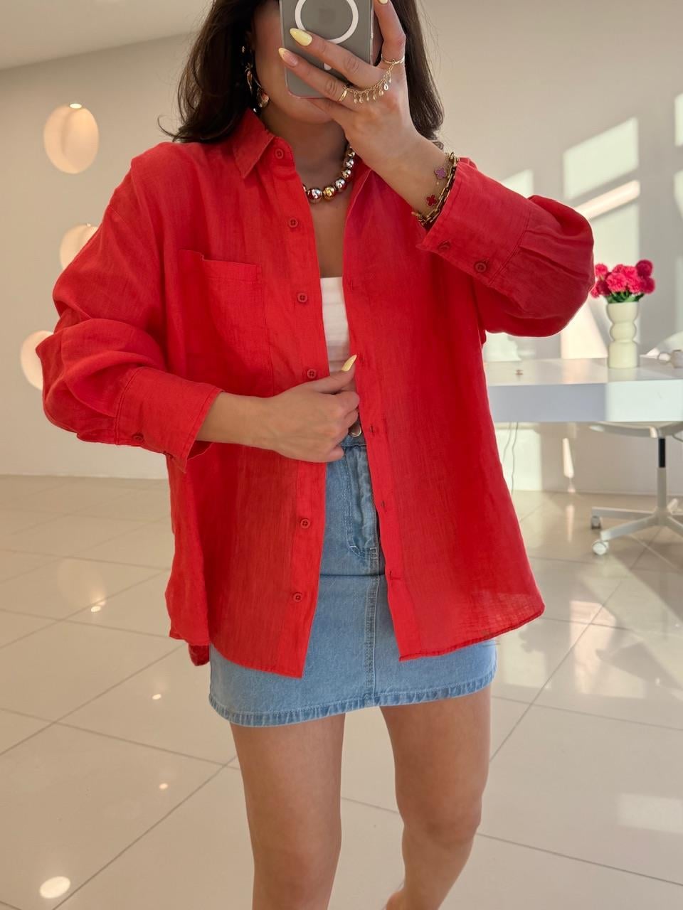 NAR Ç,ÇEĞİ %100 KETEN GÖMLEK