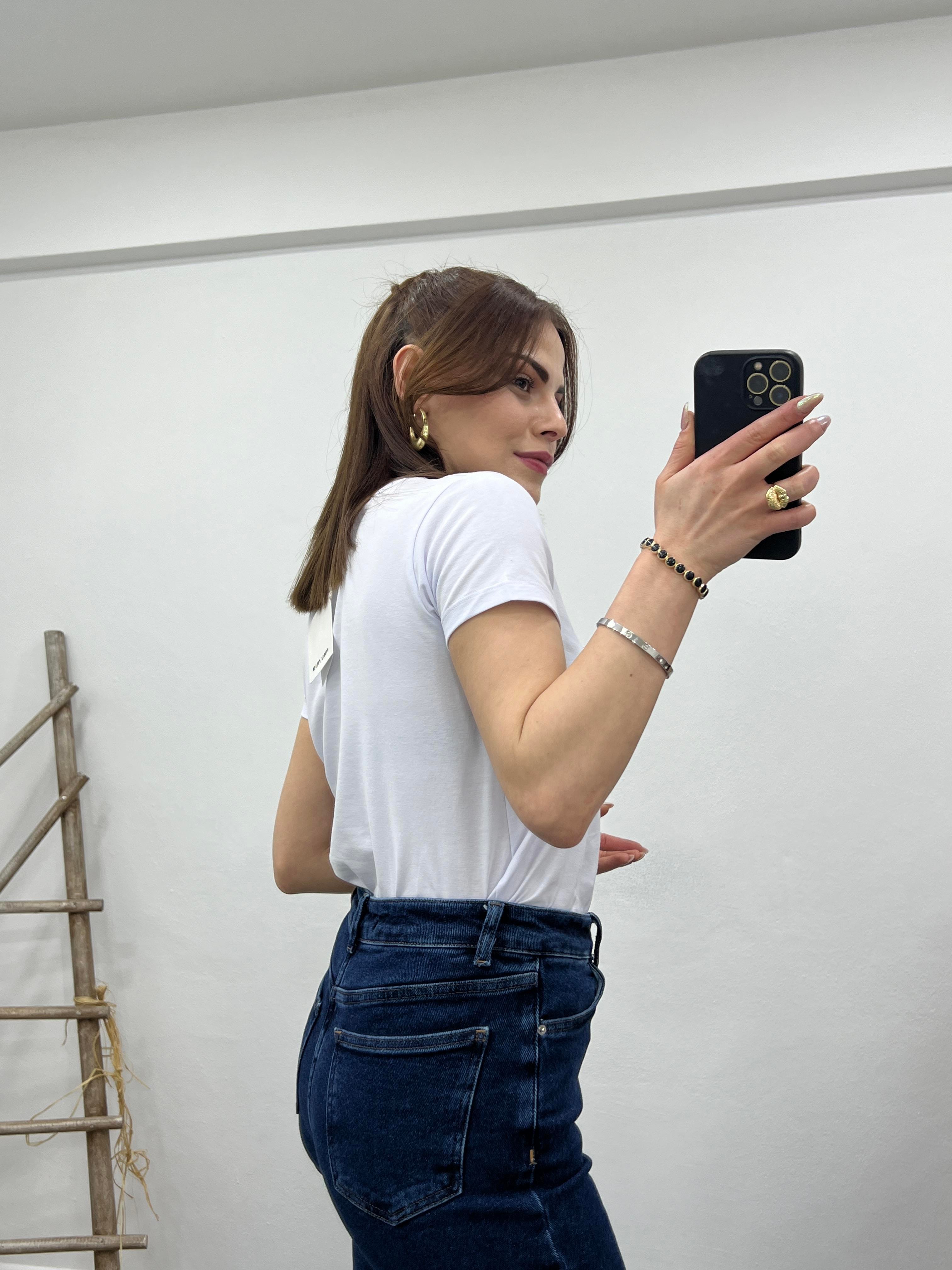 O.MARKA 1.SINIF KALİTE TAŞLI TSHİRT BEYAZ