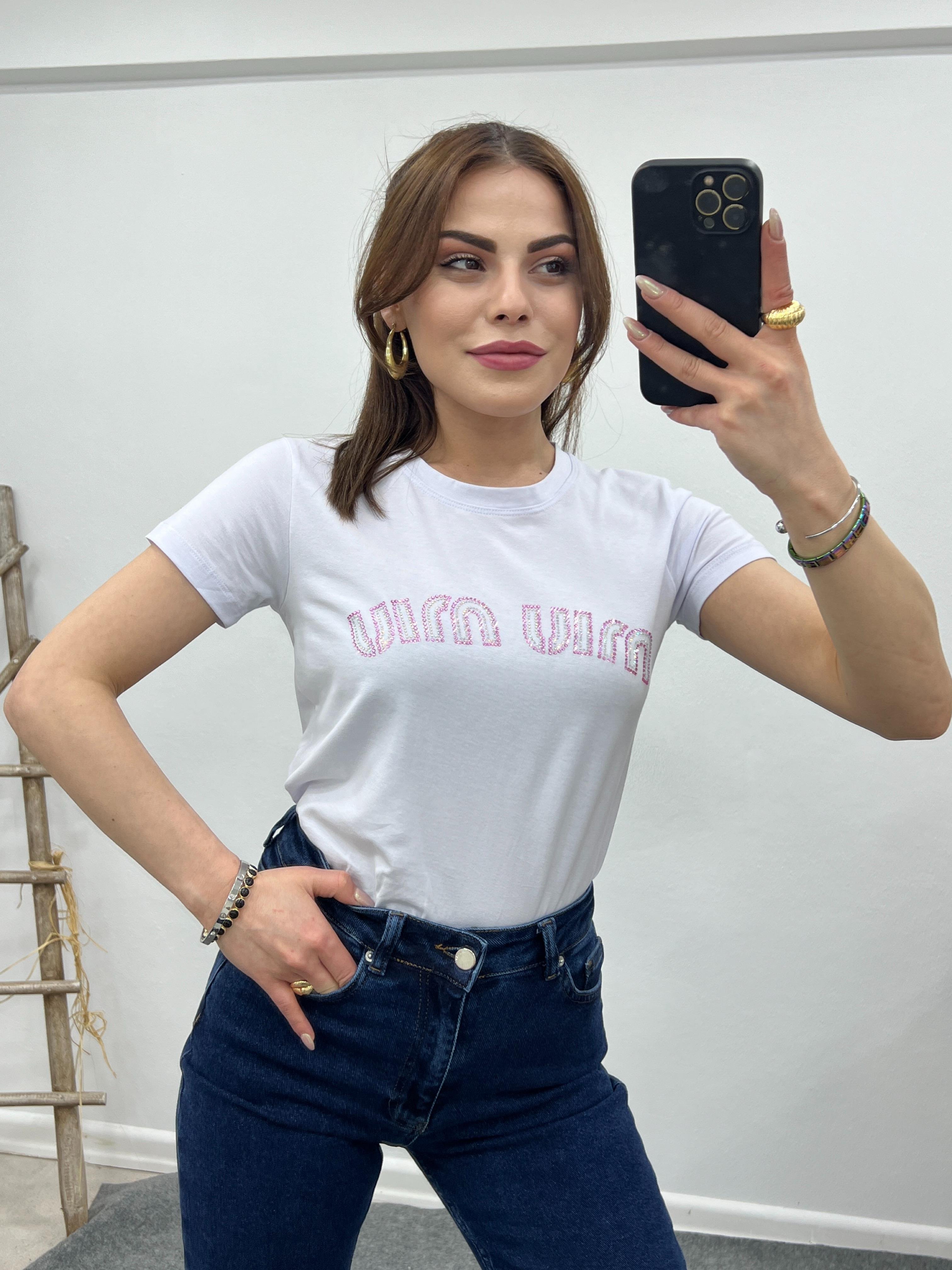 O.MARKA 1.SINIF KALİTE TAŞLI TSHİRT BEYAZ