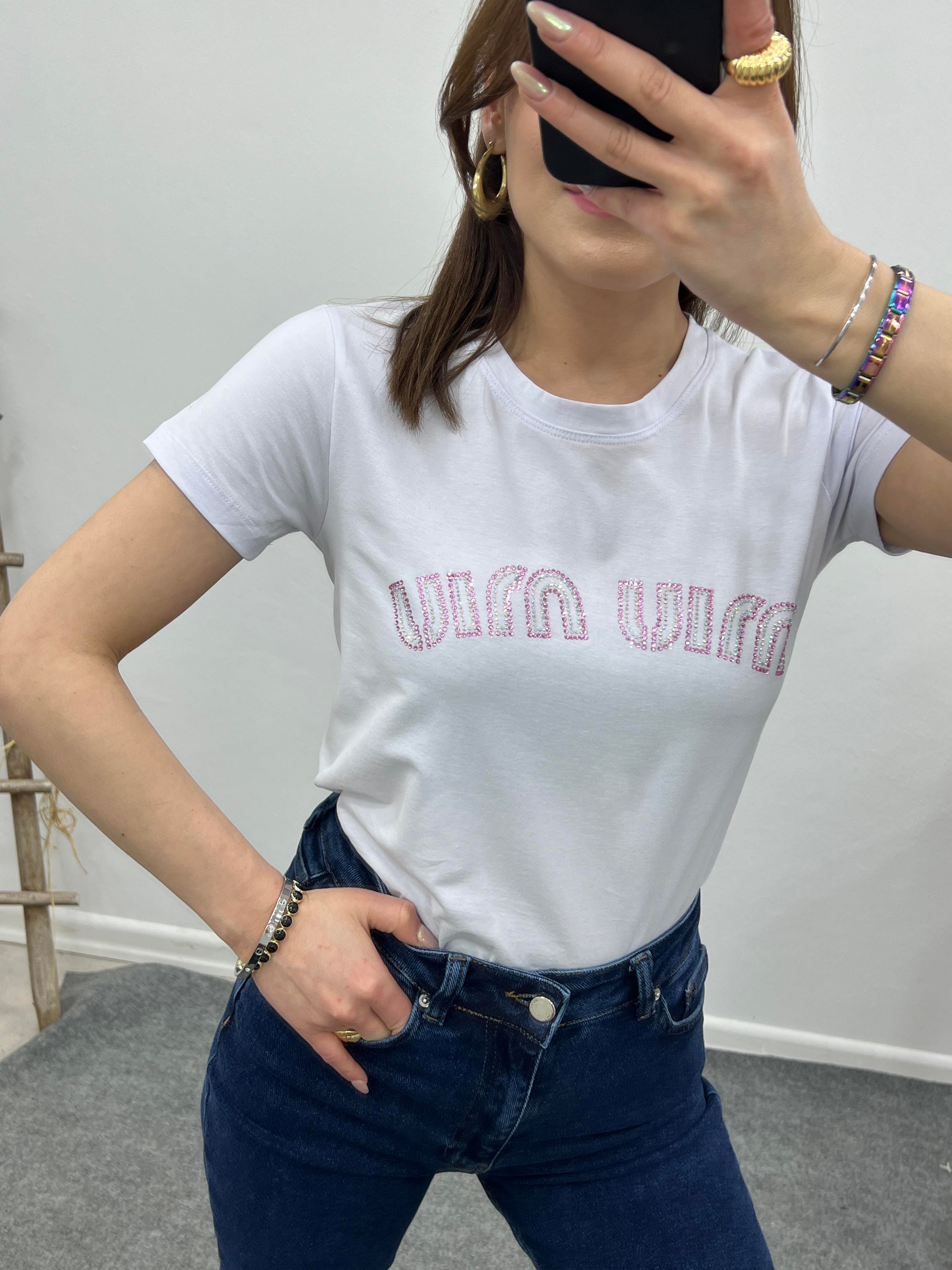 O.MARKA 1.SINIF KALİTE TAŞLI TSHİRT BEYAZ