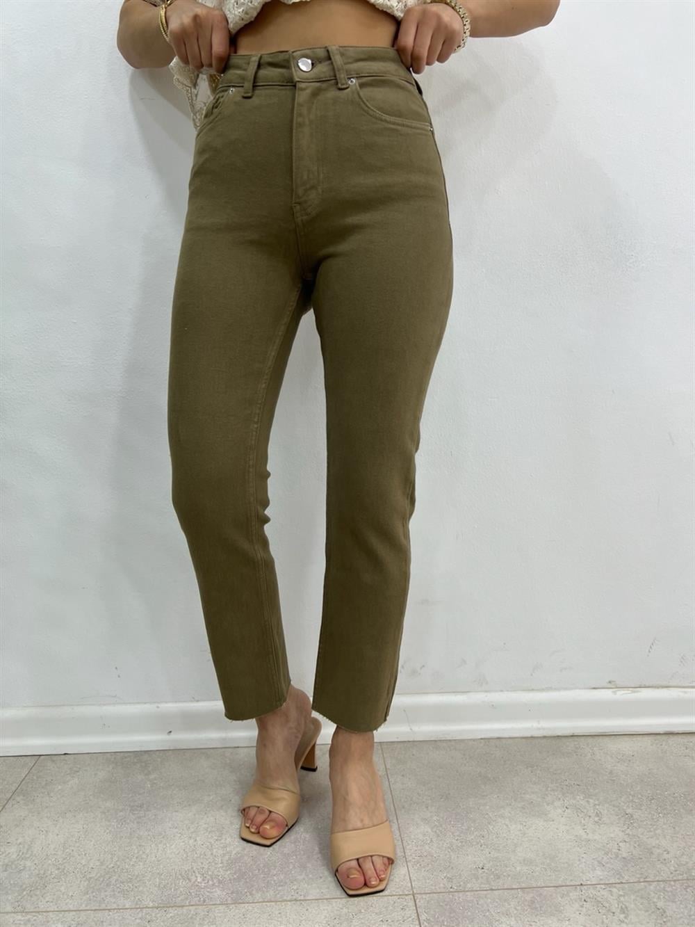 OLİV YEŞİL MOM JEAN