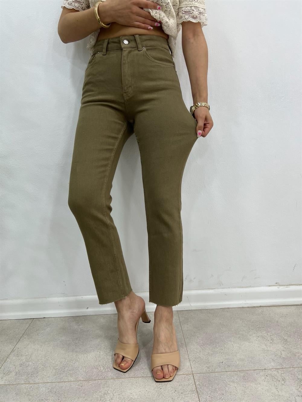 OLİV YEŞİL MOM JEAN