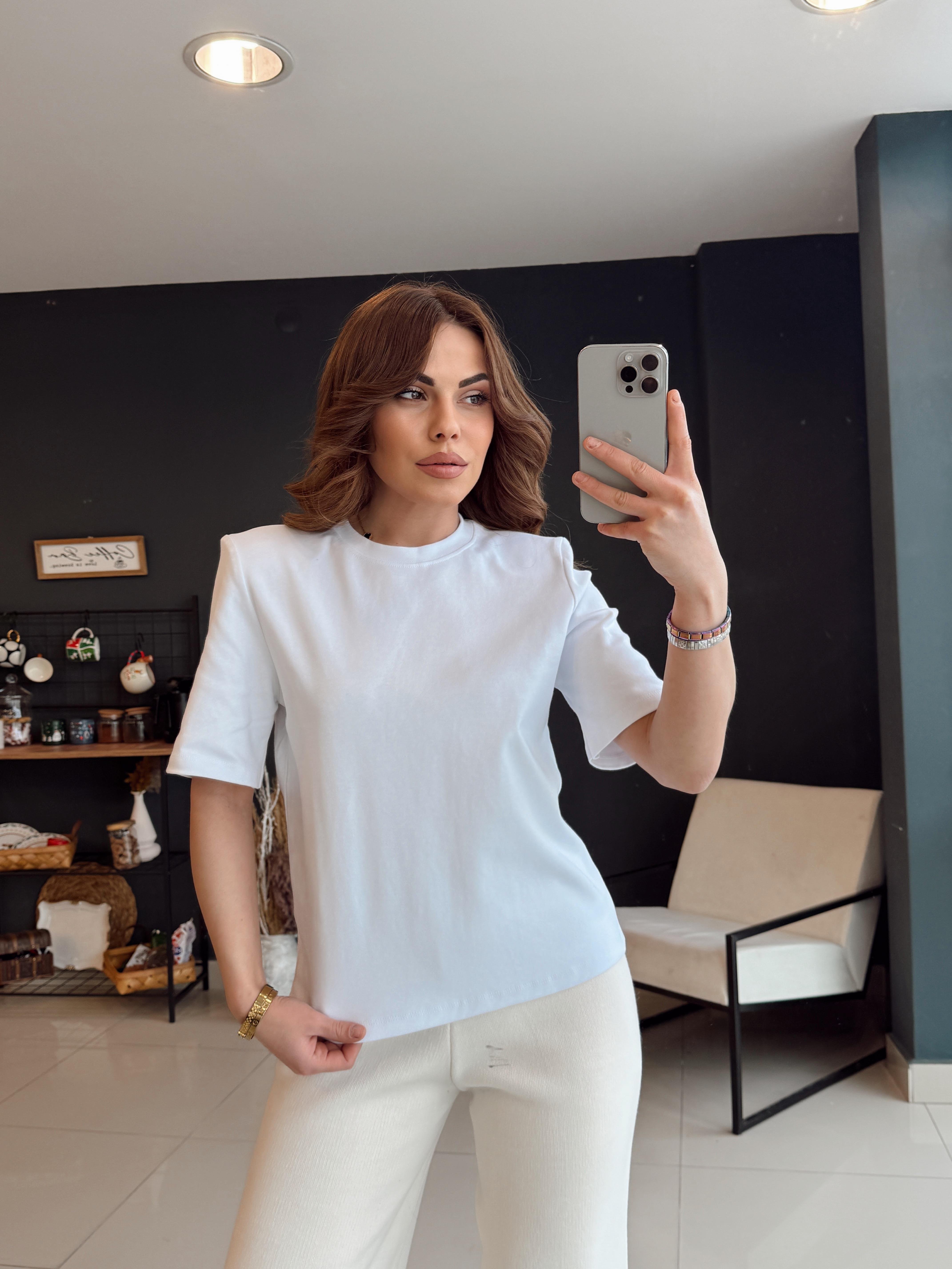 OMUZLARI VATKALI THİŞÖRT BEYAZ
