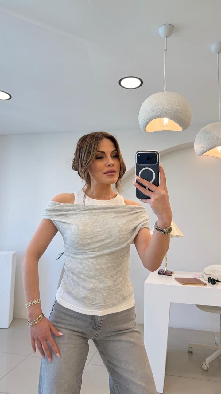 OMZU DRAPELİ ATLET DETAYLI BLUZ