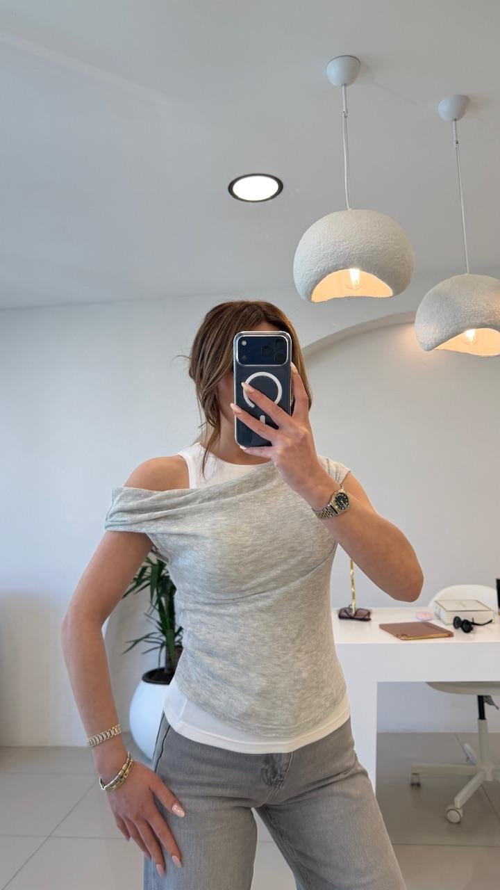 OMZU DRAPELİ ATLET DETAYLI BLUZ