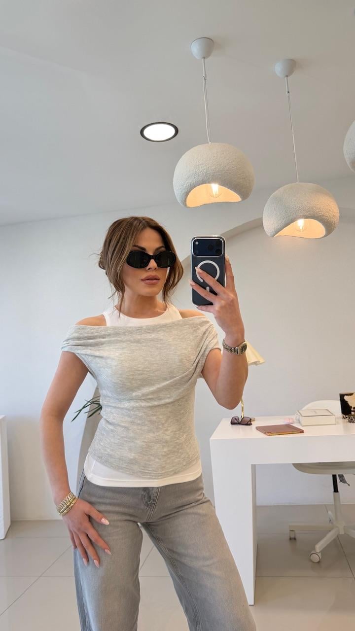 OMZU DRAPELİ ATLET DETAYLI BLUZ