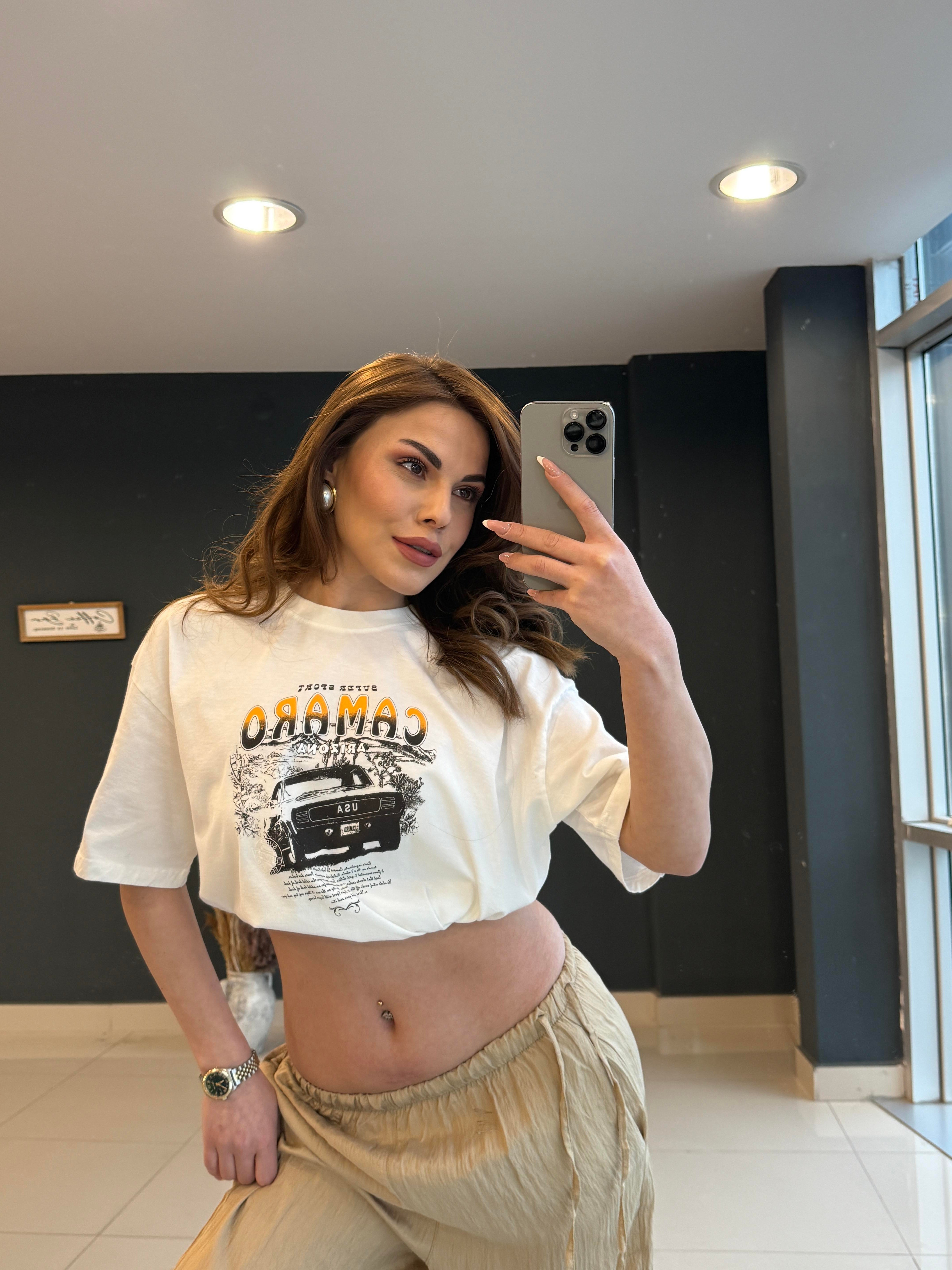 ÖNÜ ARABA  BASKILI BEYAZ THİŞÖRT