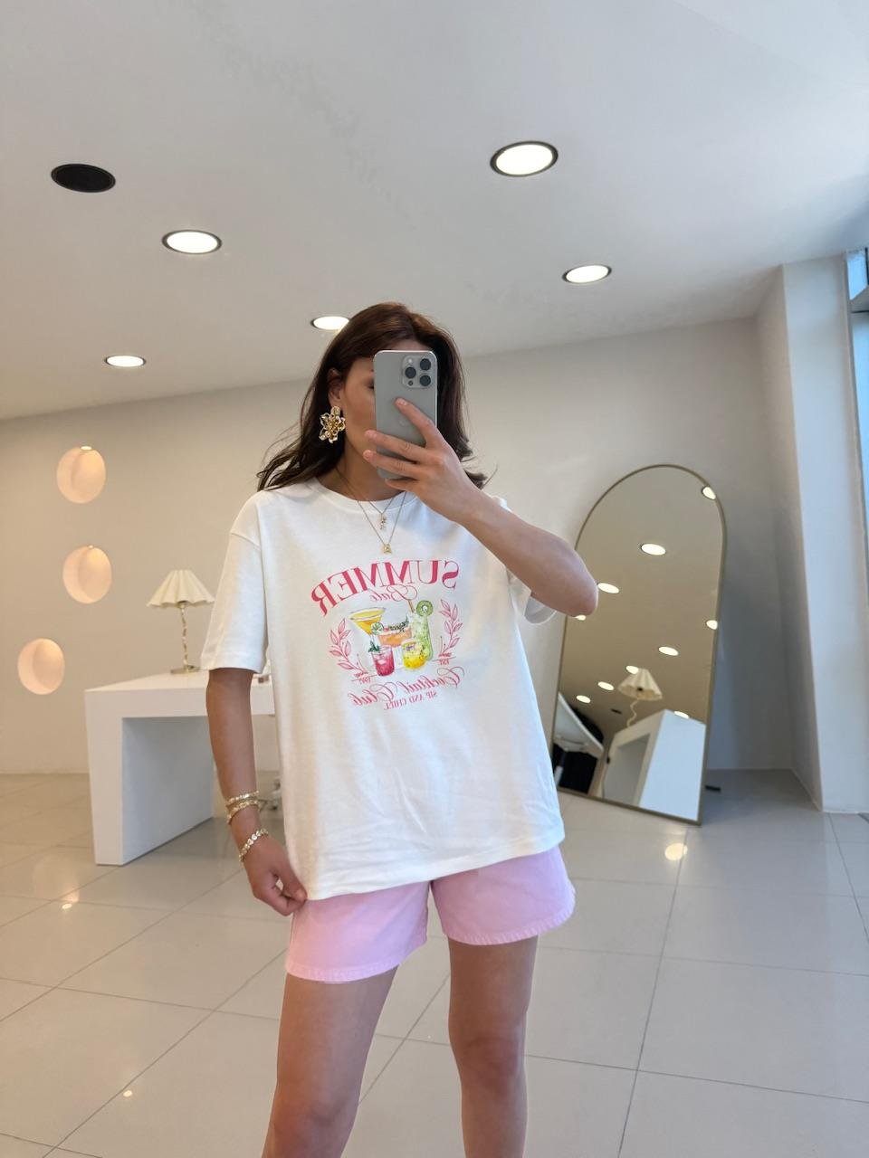 ÖNÜ BASKILI SUMMER TSHIRT BEYAZ