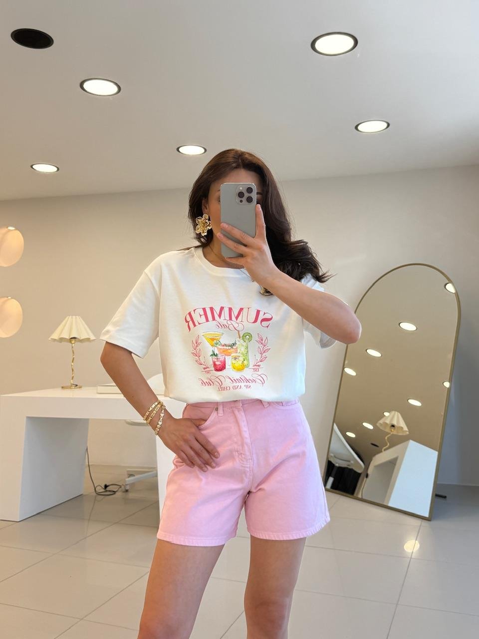 ÖNÜ BASKILI SUMMER TSHIRT BEYAZ