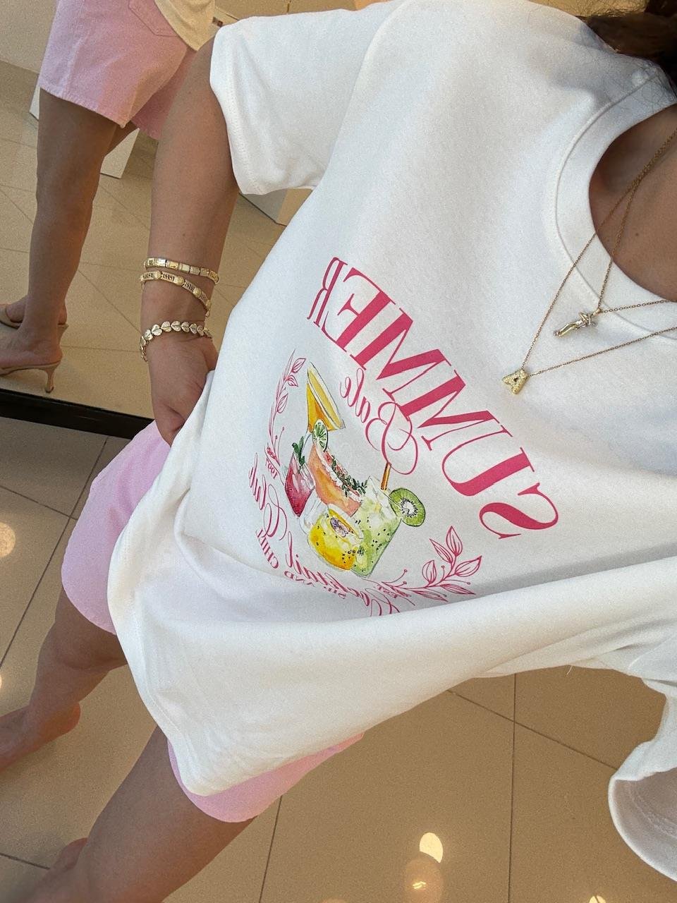 ÖNÜ BASKILI SUMMER TSHIRT BEYAZ