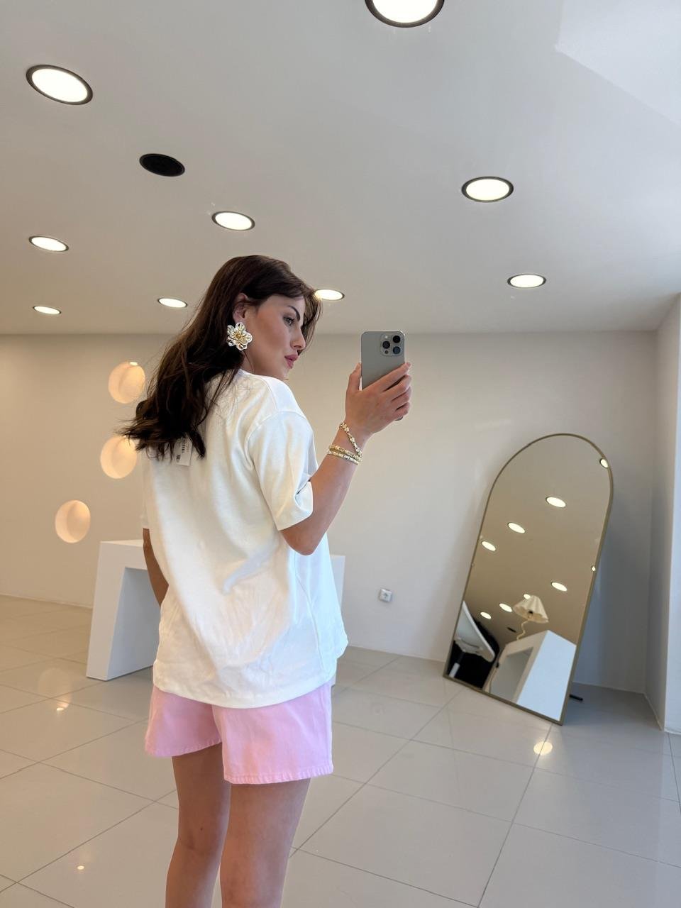ÖNÜ BASKILI SUMMER TSHIRT BEYAZ
