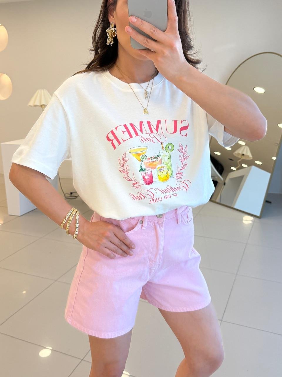 ÖNÜ BASKILI SUMMER TSHIRT BEYAZ