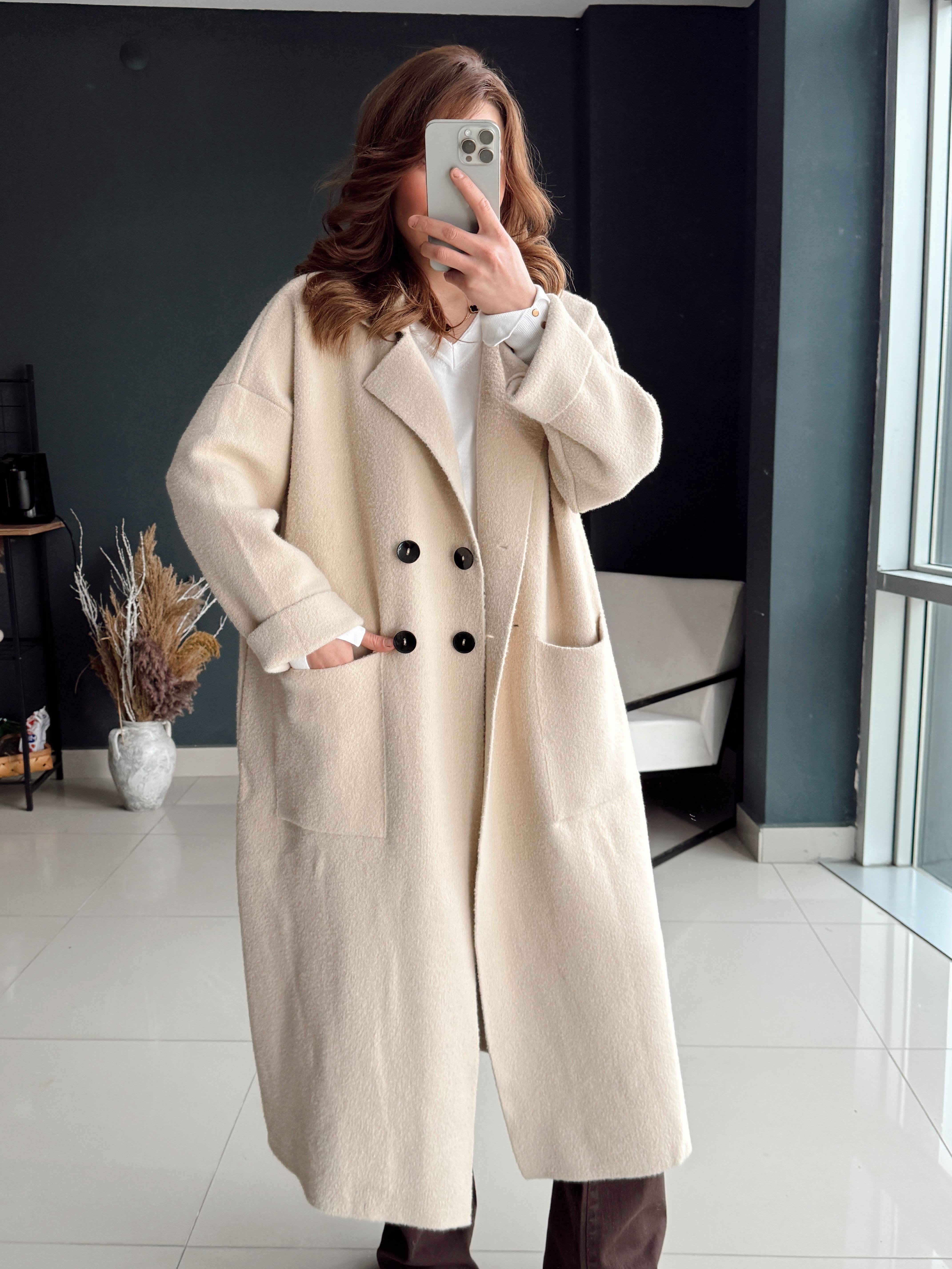 ÖNÜ DÜĞMELİ PREMİUM SERİ HIRKA  BEJ