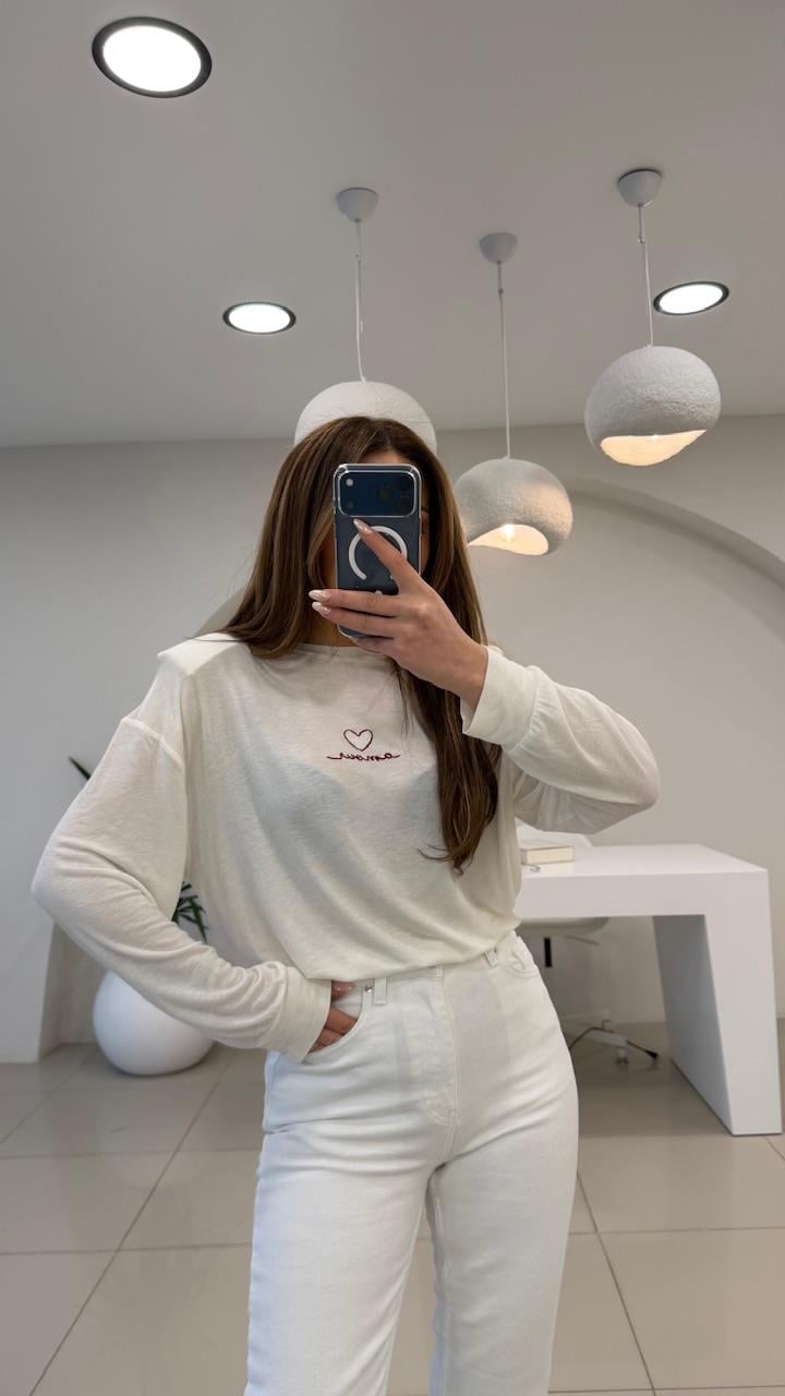 ÖNÜ YAZILI PAMUK BASİC EKRU