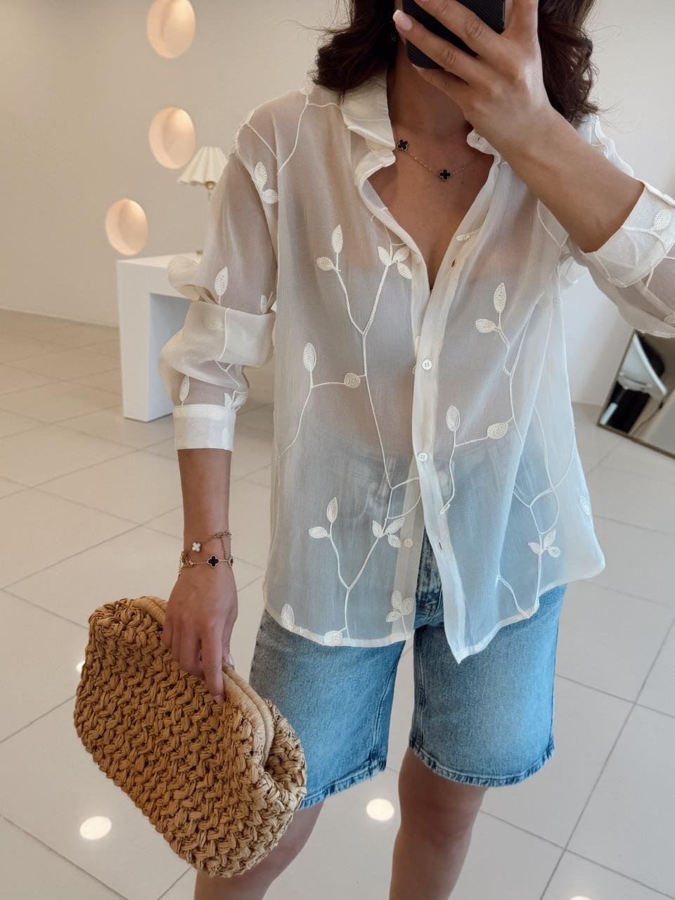 ORGANZE GÖMLEK EKRU