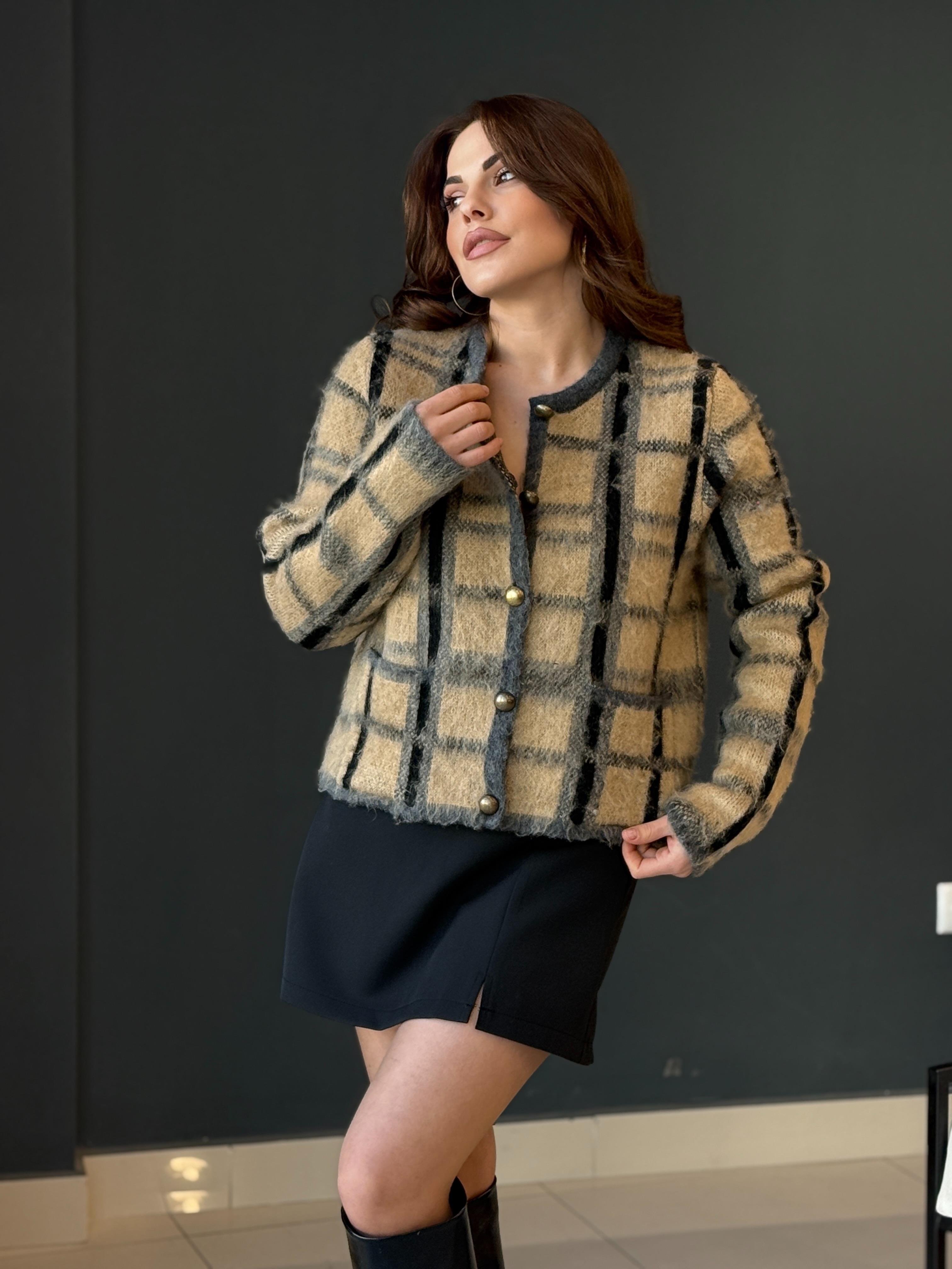 ORJİNAL MARK ETNİK DESEN YUMOŞ HIRKA CAMEL