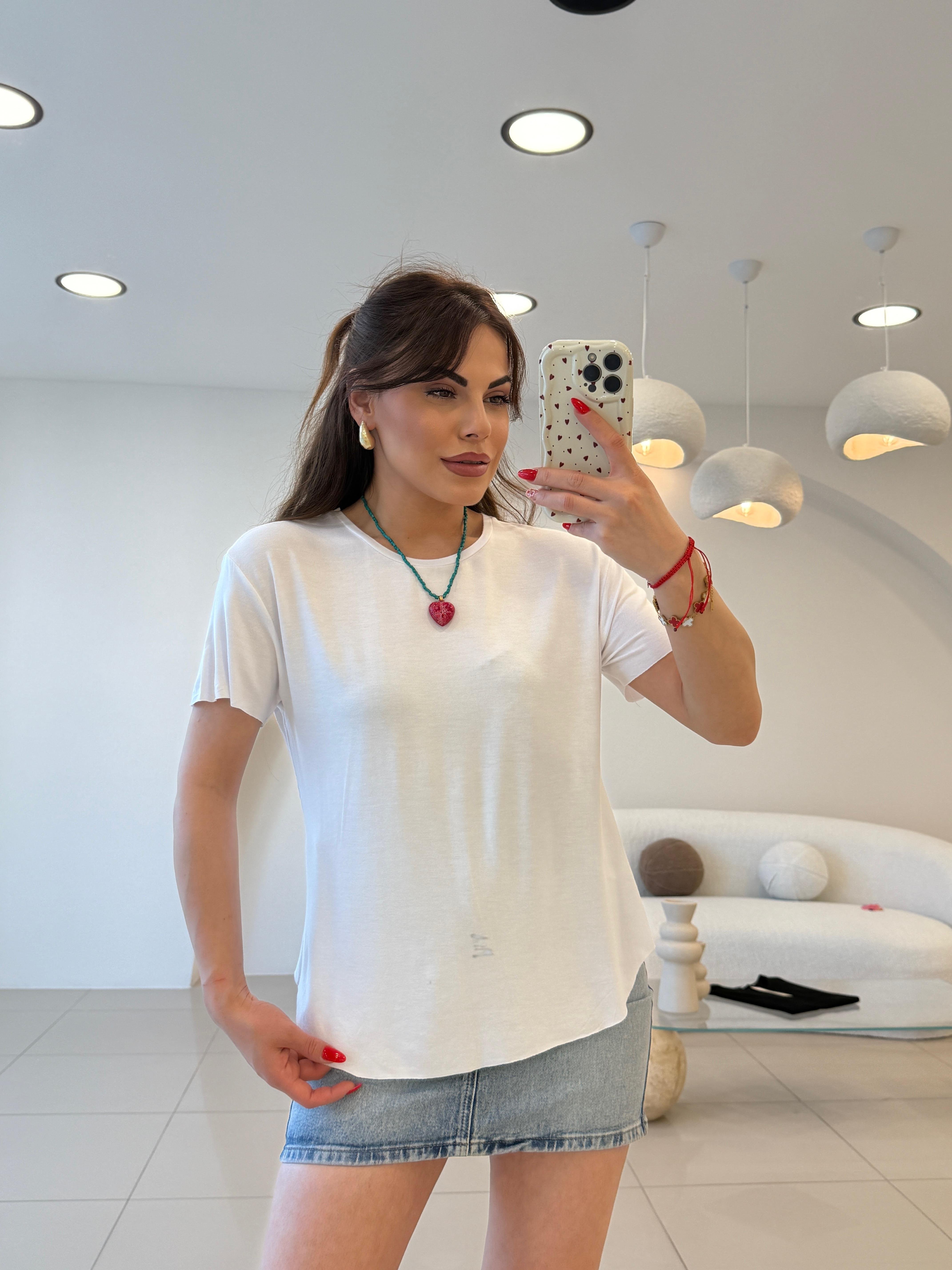 ORJINAL MARKA BİSİKLET YAKA TSHIRT BEYAZ