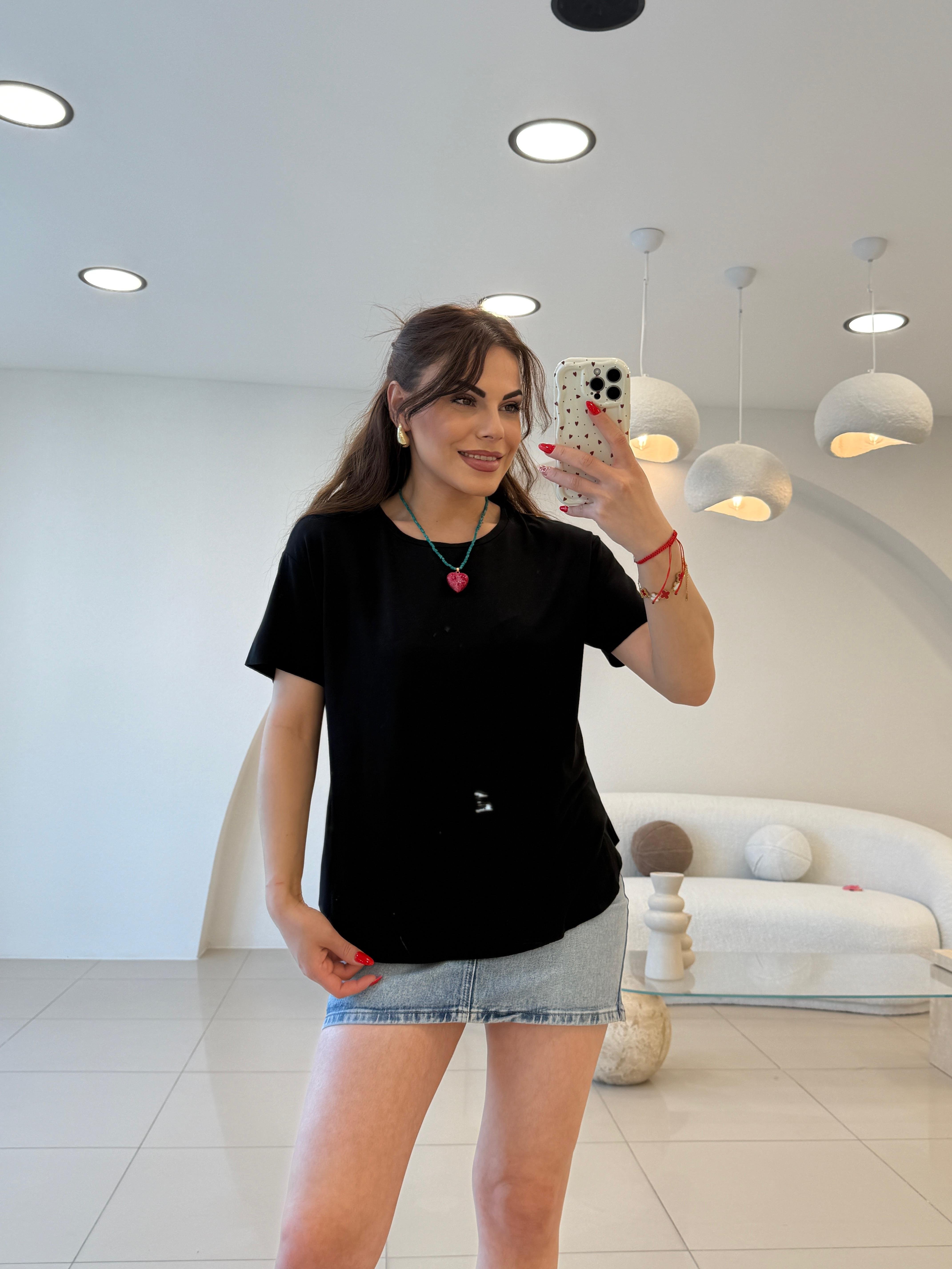 ORJINAL MARKA BİSİKLET YAKA TSHIRT SİYAH