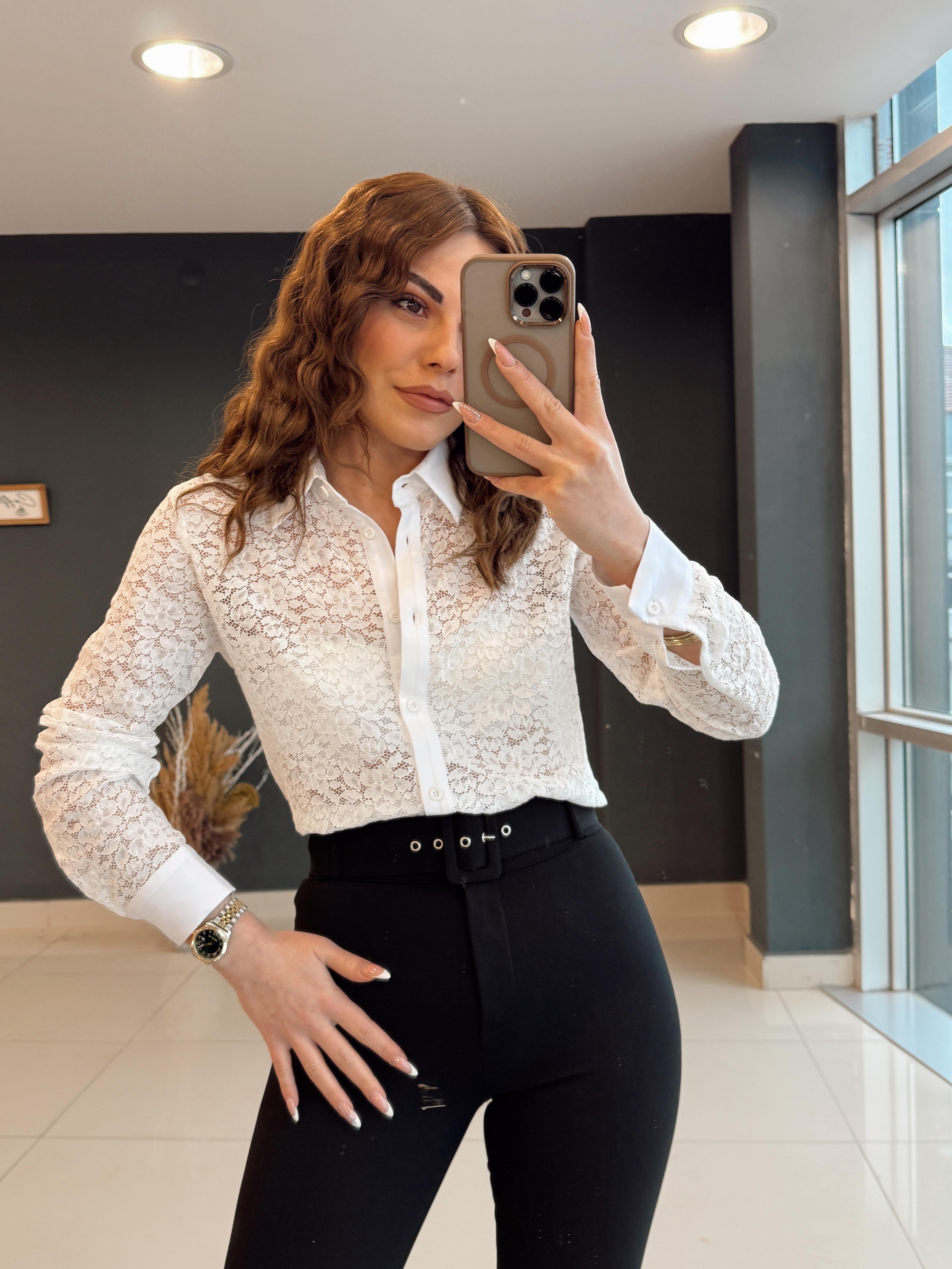 ORJİNAL MARKA DANTELLİ GÖMLEK