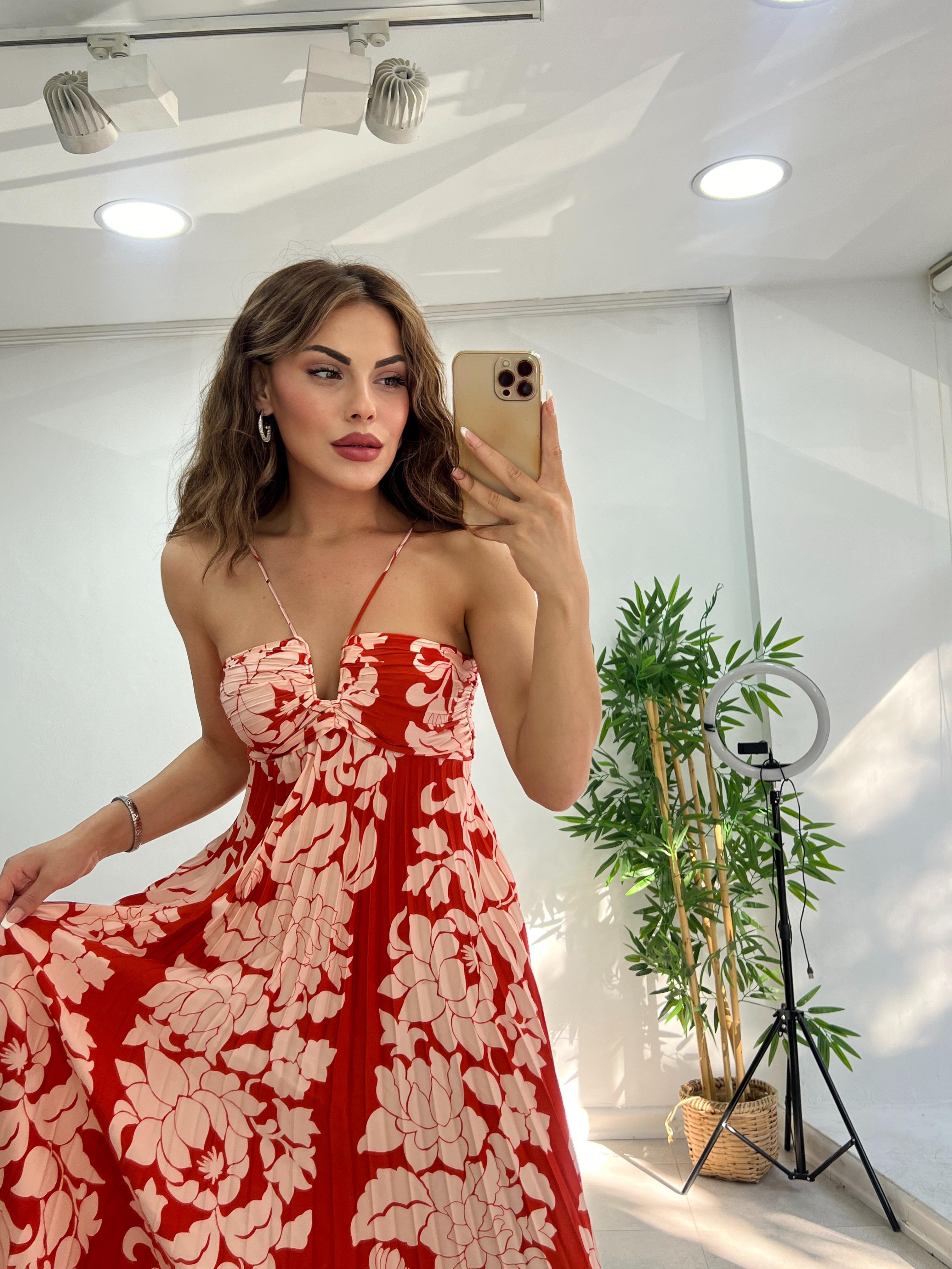 ORJİNAL MARKA İP ASKILI DEKOLTELİ ELBİSE