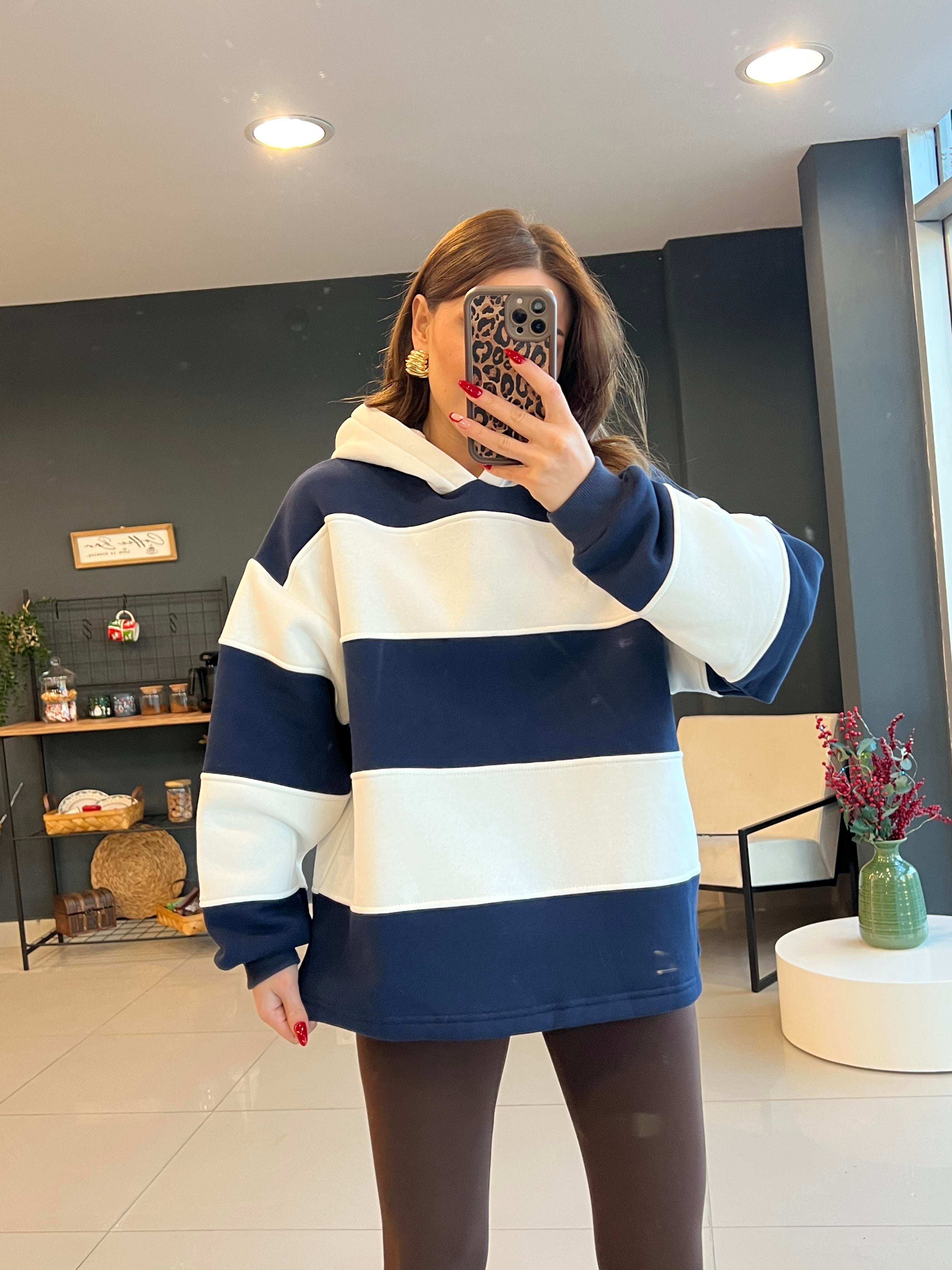 ORJİNAL MARKA LACİVERT ÇİZGİLİ SWEAT