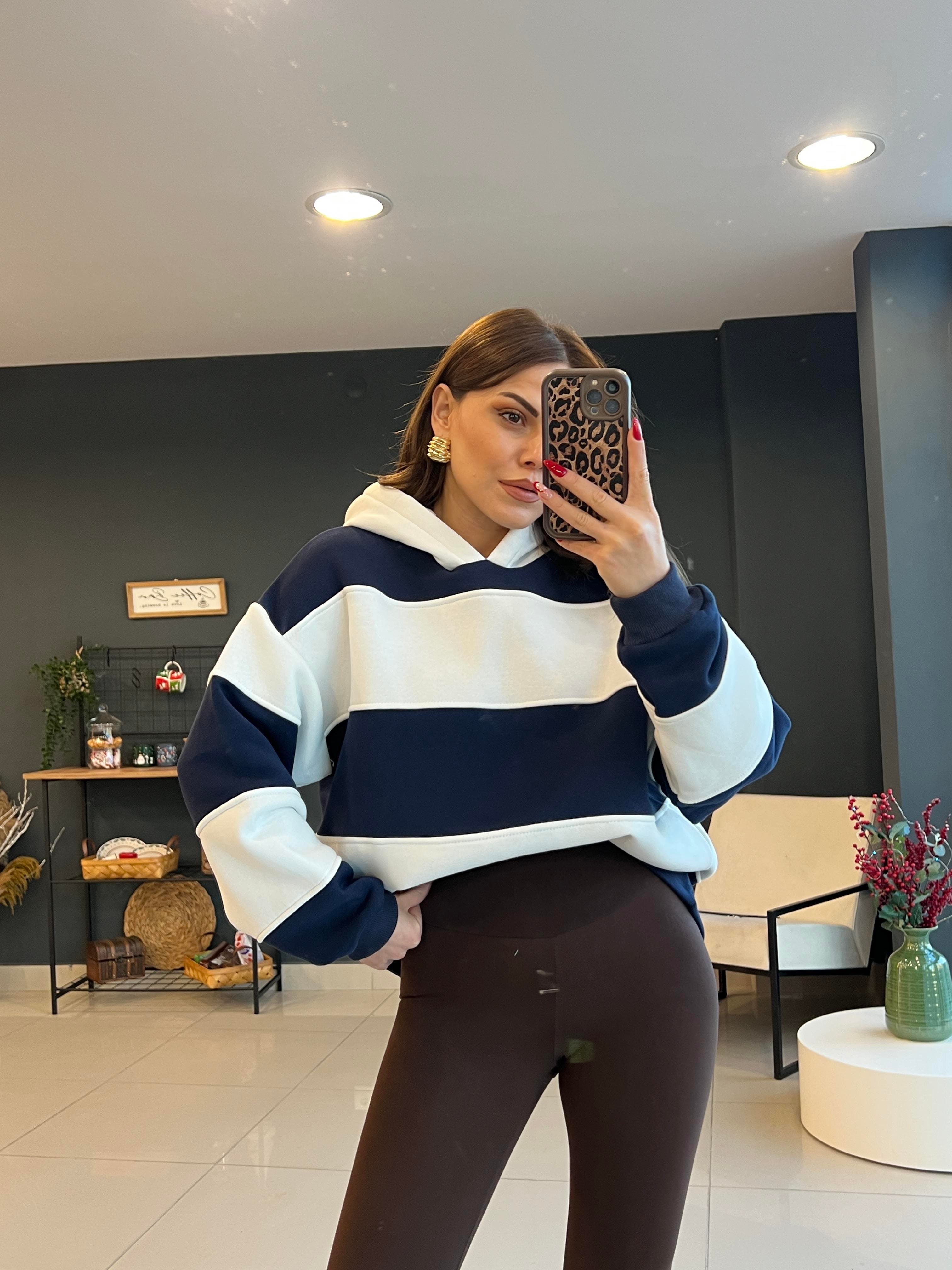 ORJİNAL MARKA LACİVERT ÇİZGİLİ SWEAT