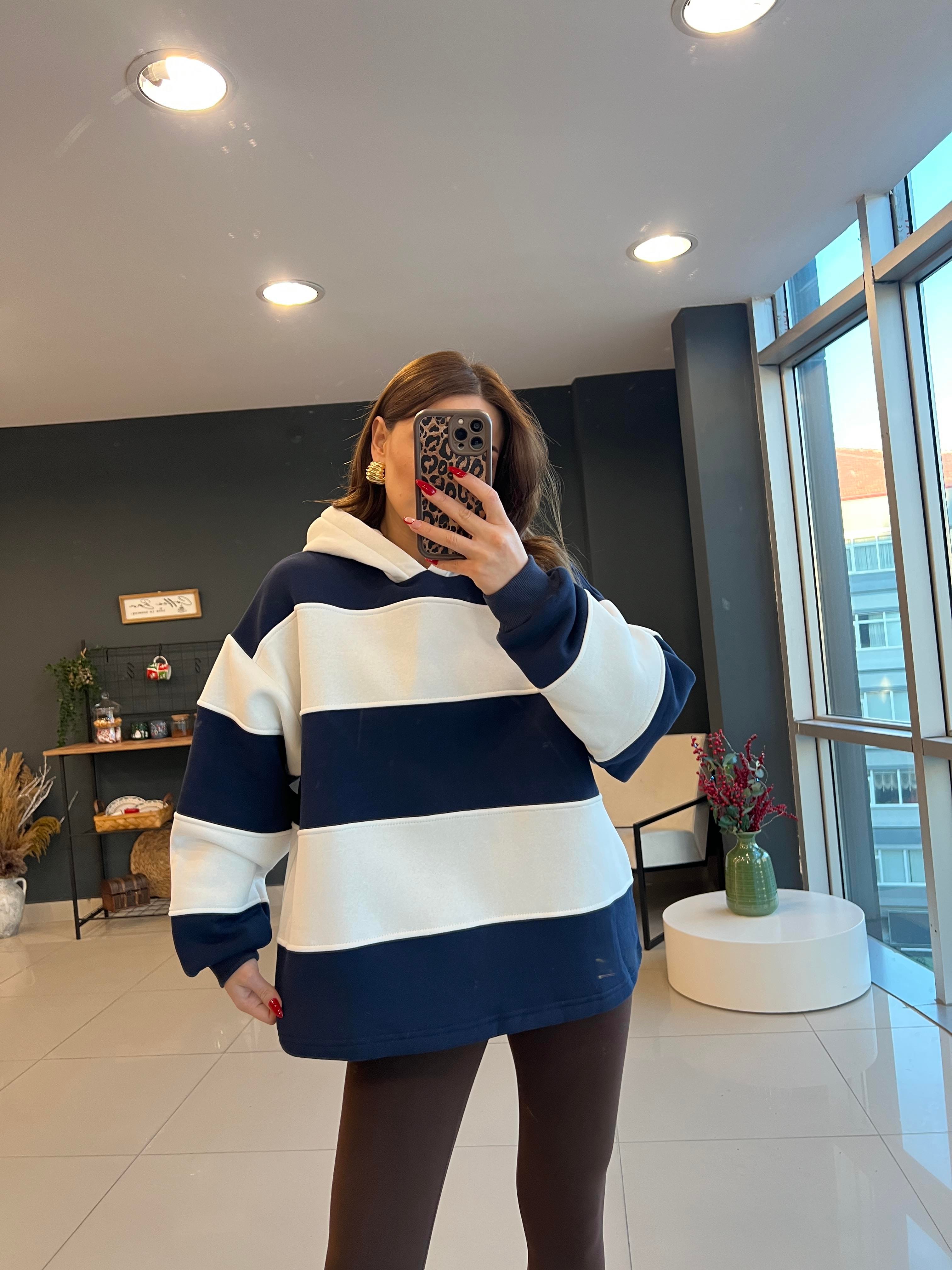 ORJİNAL MARKA LACİVERT ÇİZGİLİ SWEAT