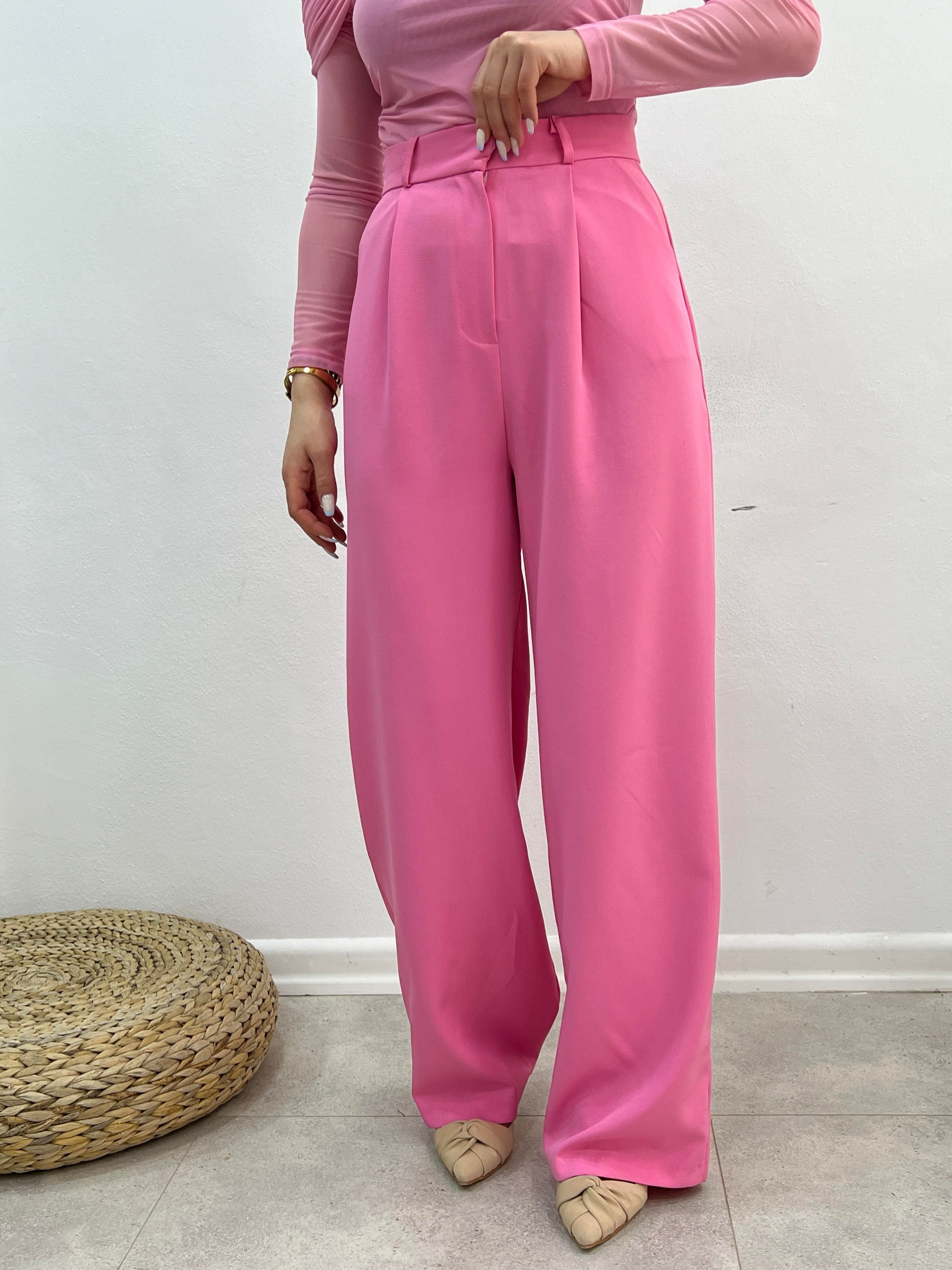 ORJİNAL MARKA PİLELİ PALAZZO PEMBE