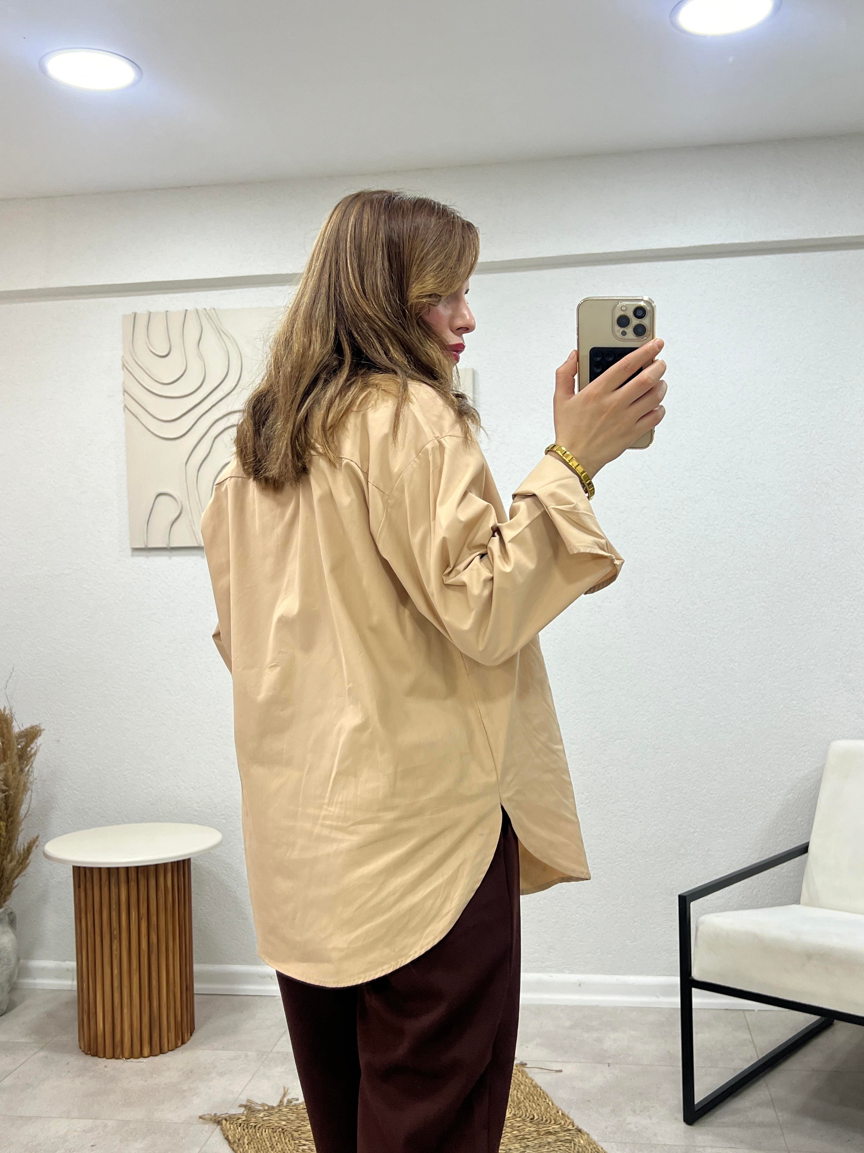 ORJİNAL MARKA POPLİN GÖMLEK CAMEL