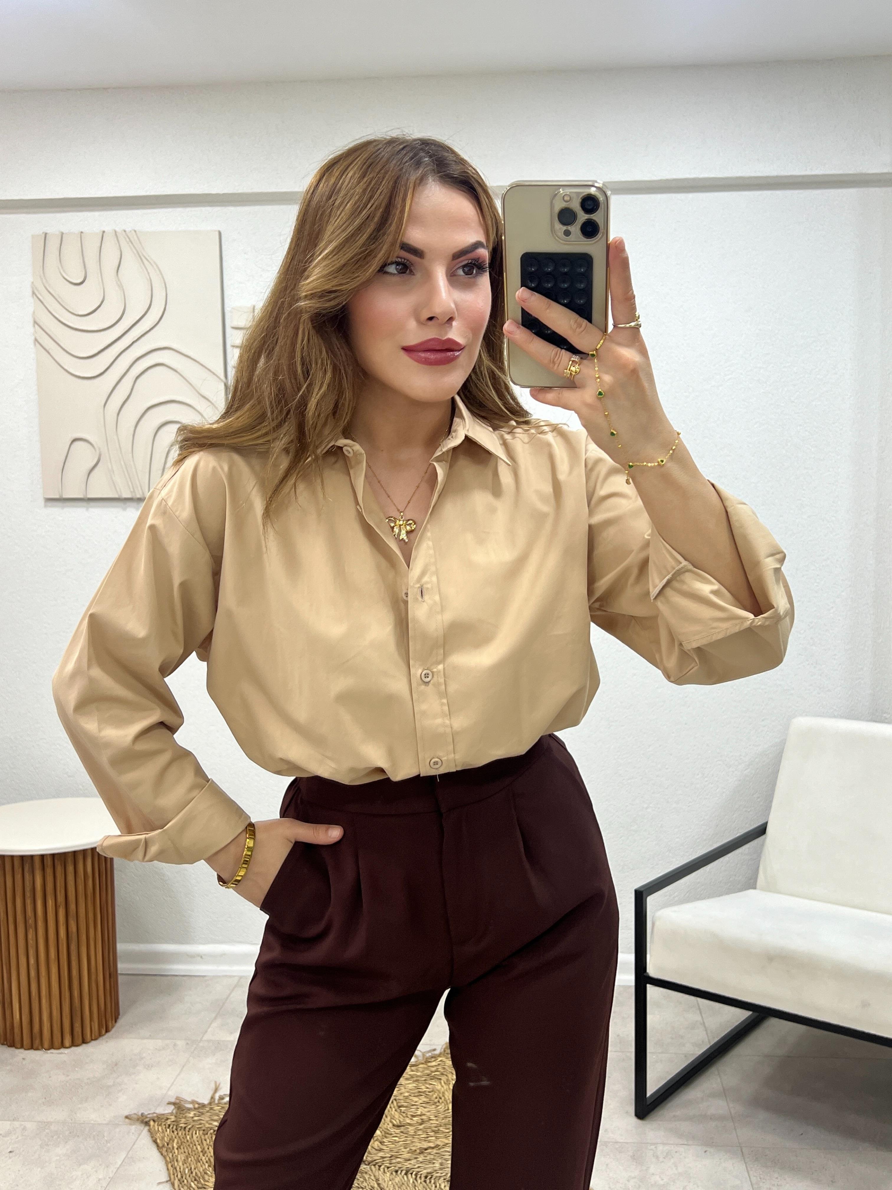 ORJİNAL MARKA POPLİN GÖMLEK CAMEL