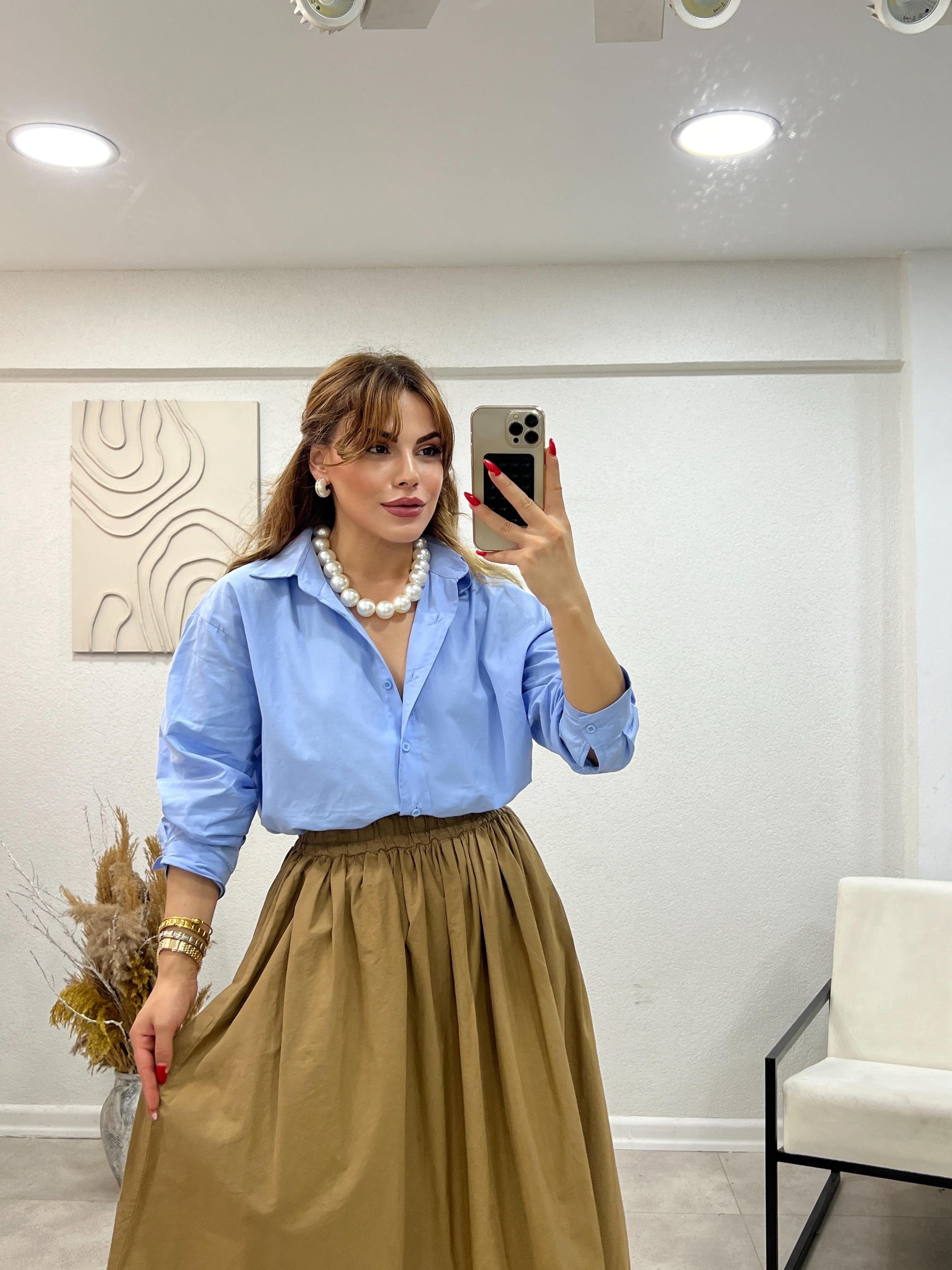 ORJİNAL MARKA POPLİN GÖMLEK MAVİ