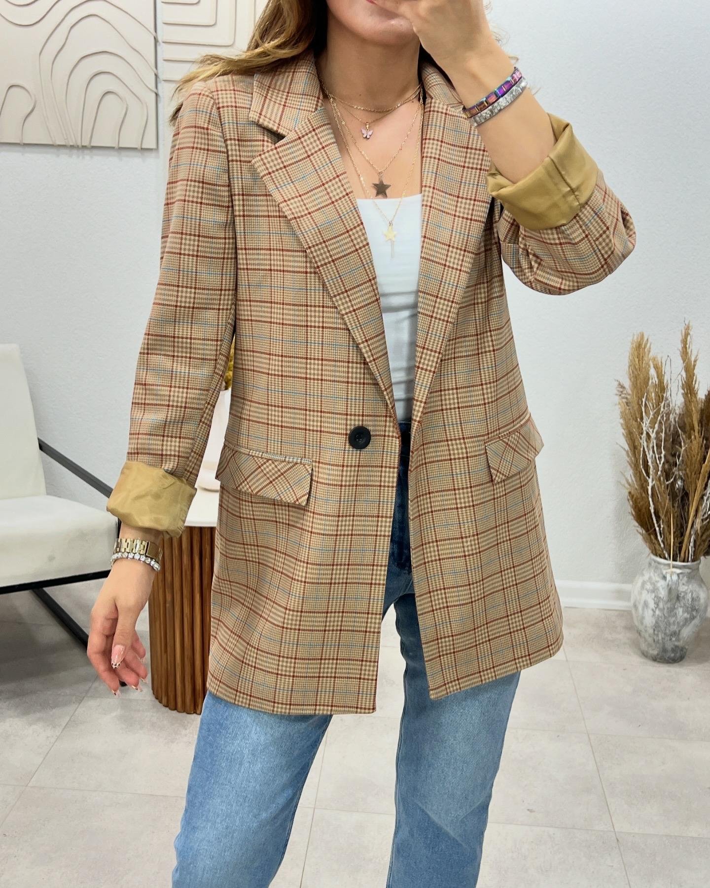 ORJİNAL MARKA RENKLİ ÇİZGİLİ BLAZER CEKET