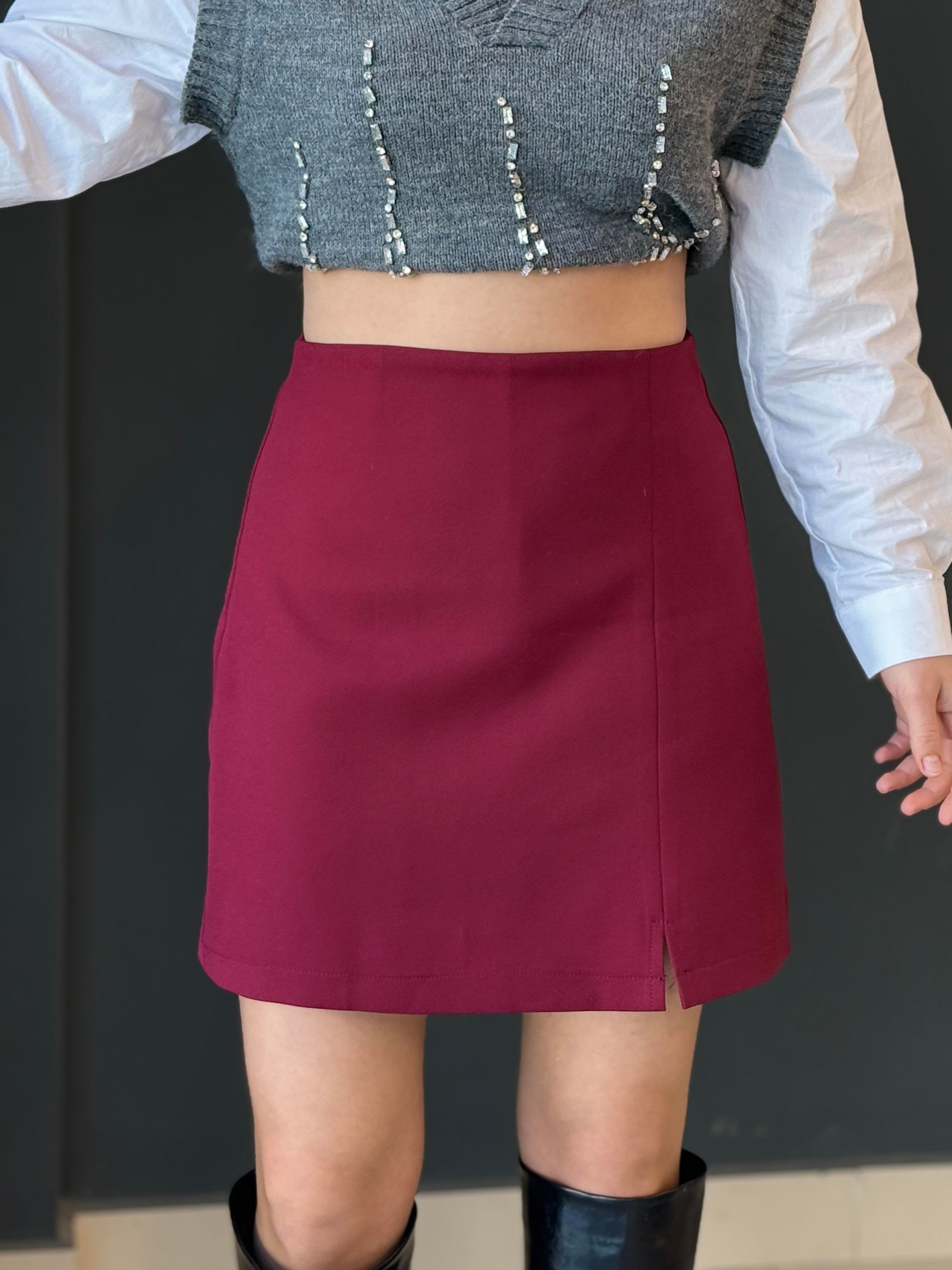 ORJİNAL MARKA ŞORT ETEK BORDO