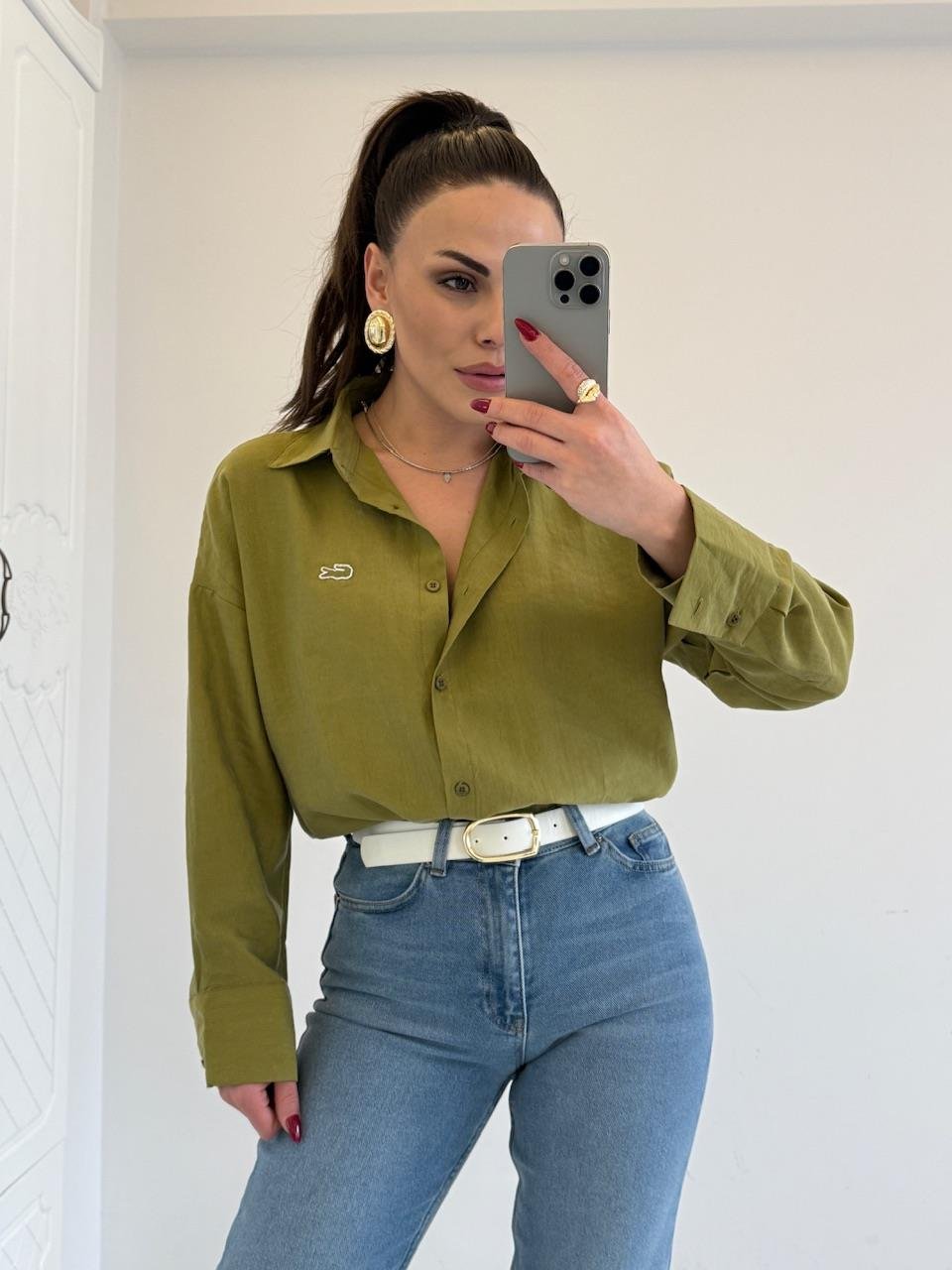 ORJINAL MARKA TENSEL GÖMLEK YEŞİL