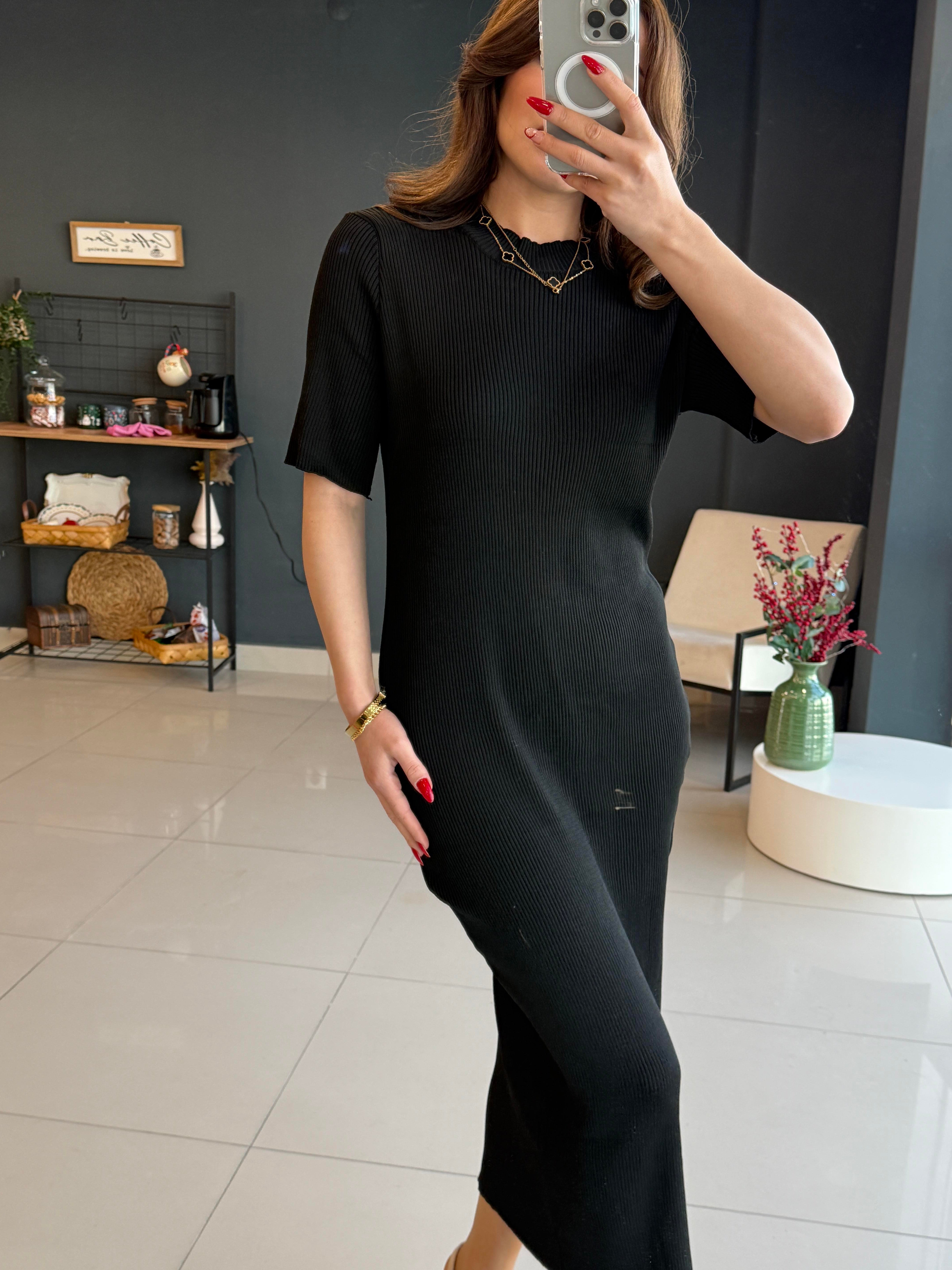 ORJİNAL MARKA TRİKO ELBİSE SİYAH