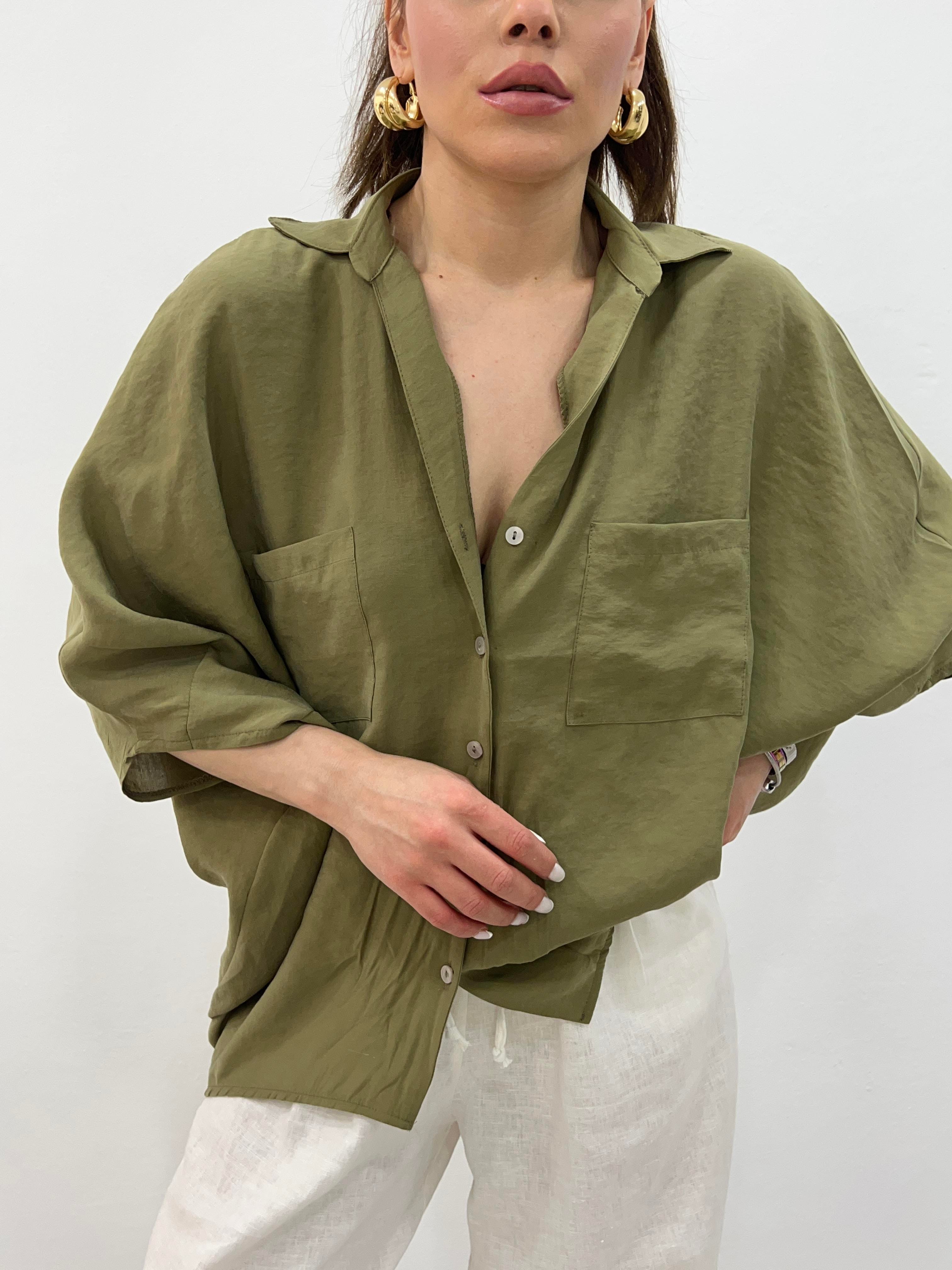 OVERSİZE DİRSEK KOL GÖMLEK HAKİ 