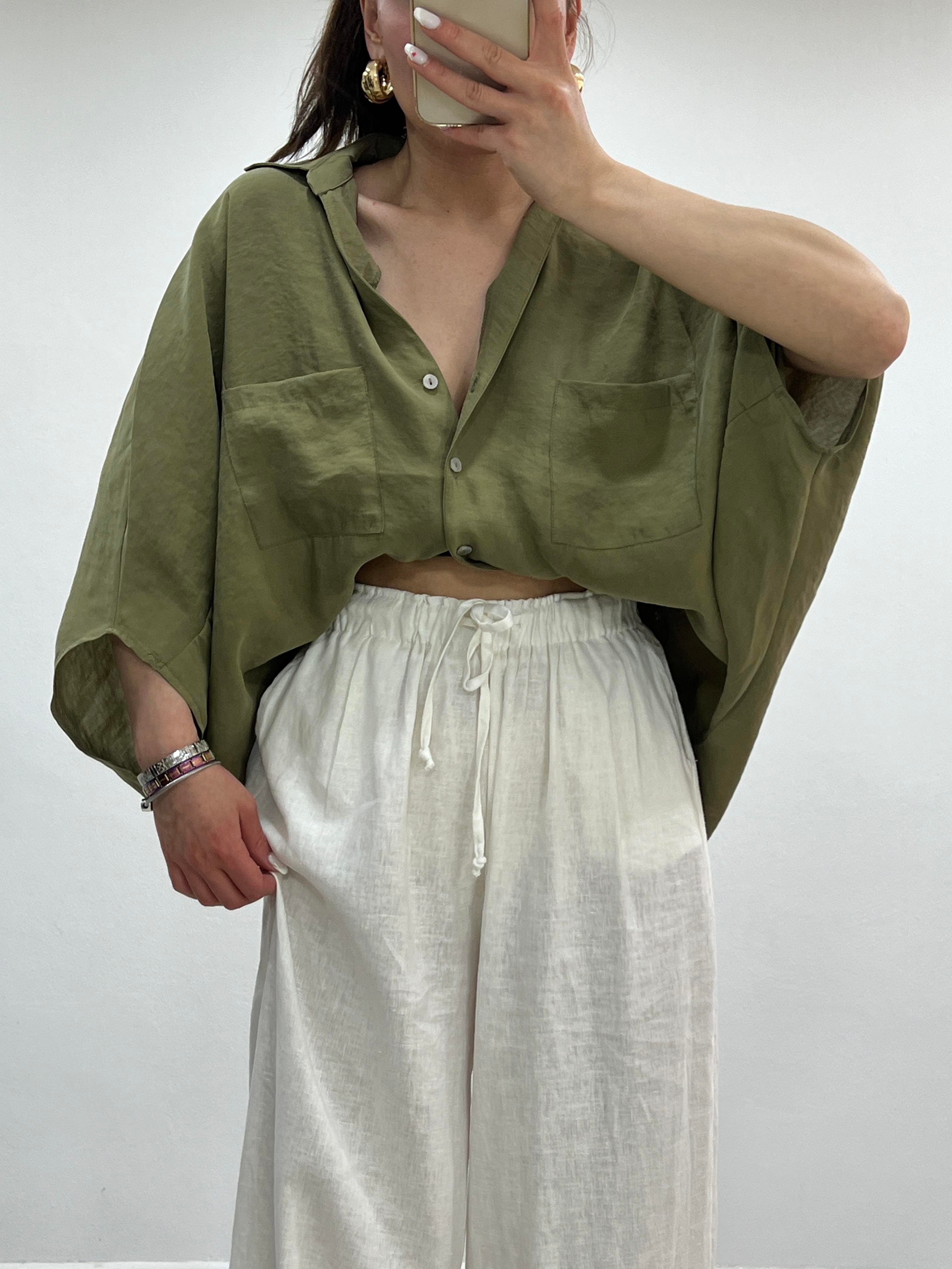 OVERSİZE DİRSEK KOL GÖMLEK HAKİ 