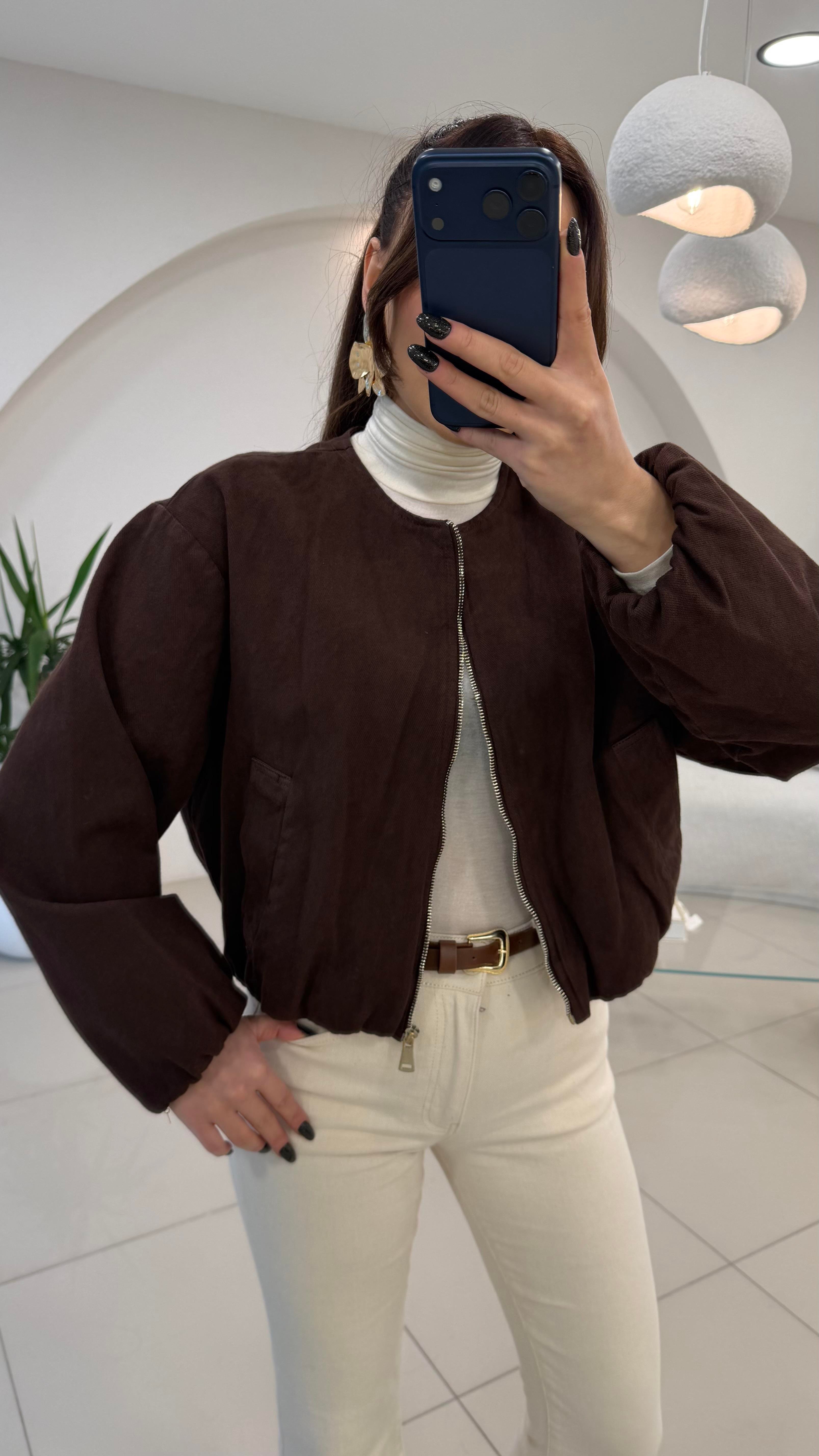 ÖZEL SERİ DENİM BOMBER ACI KAHVE